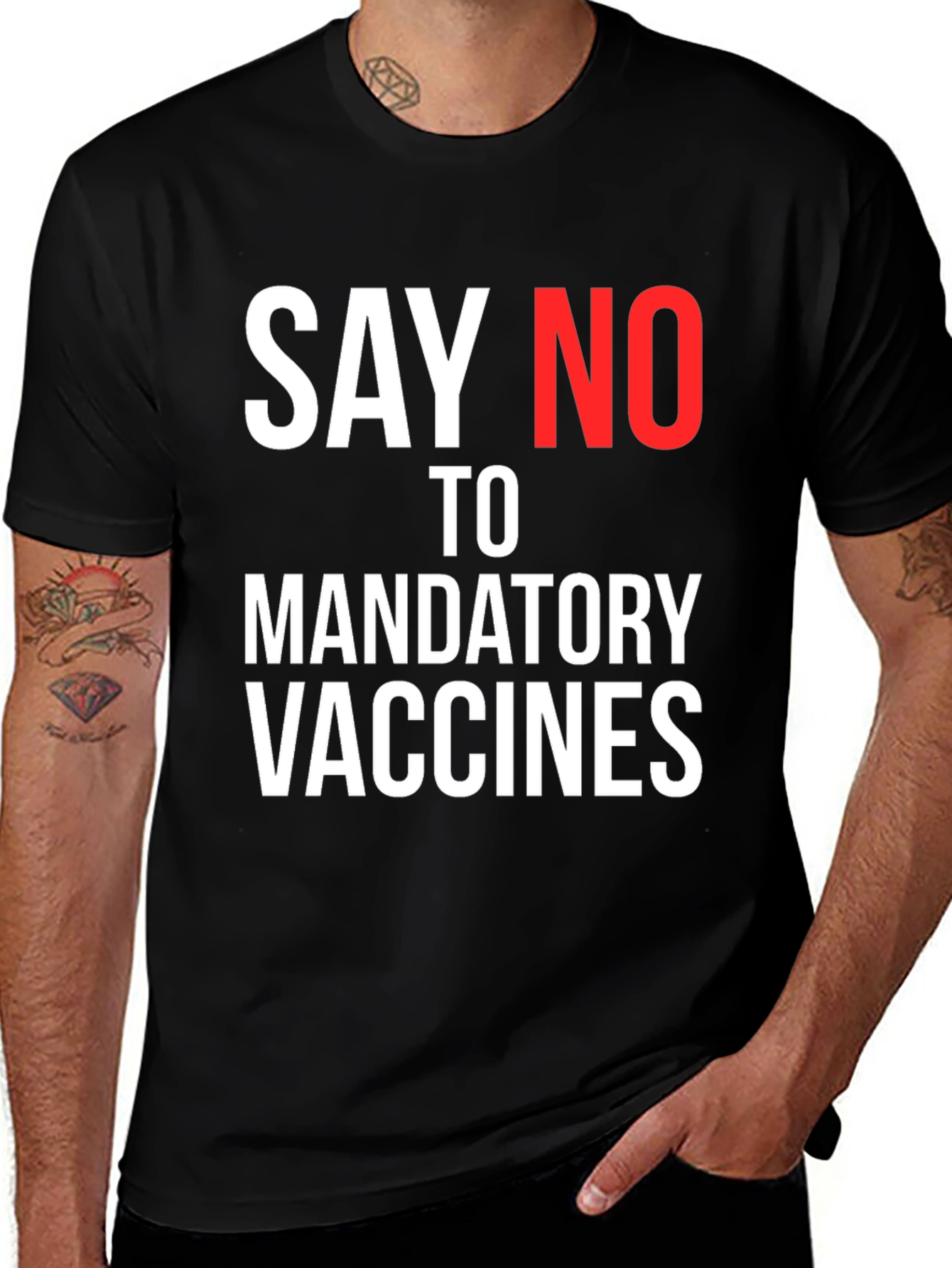 Variant 30 of Say No Mandatory Vaccines Black Tee