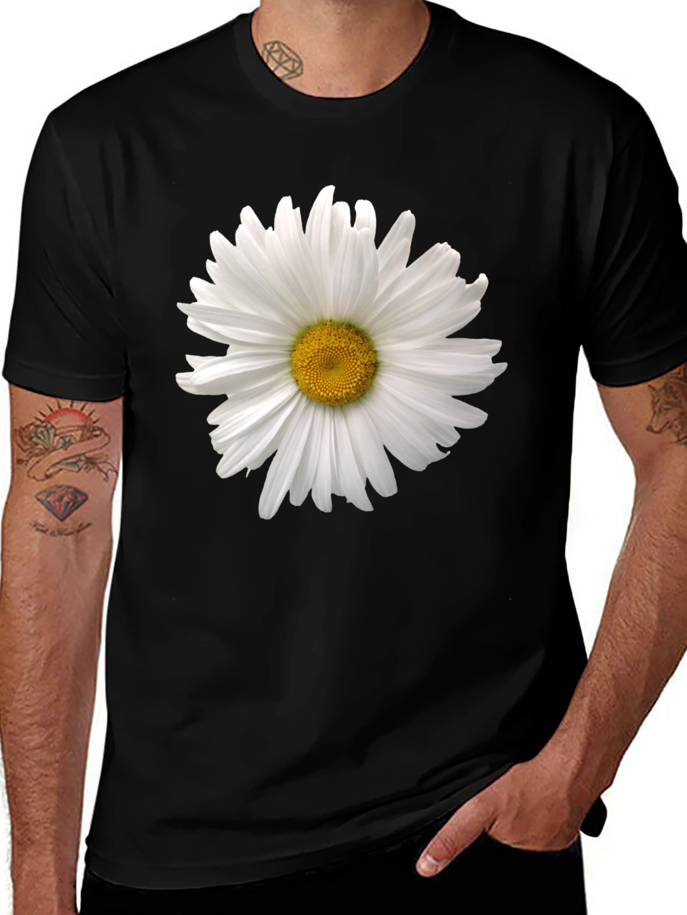 Variant 4 of Daisy Graphic Tee - Black Cotton Casual Wear