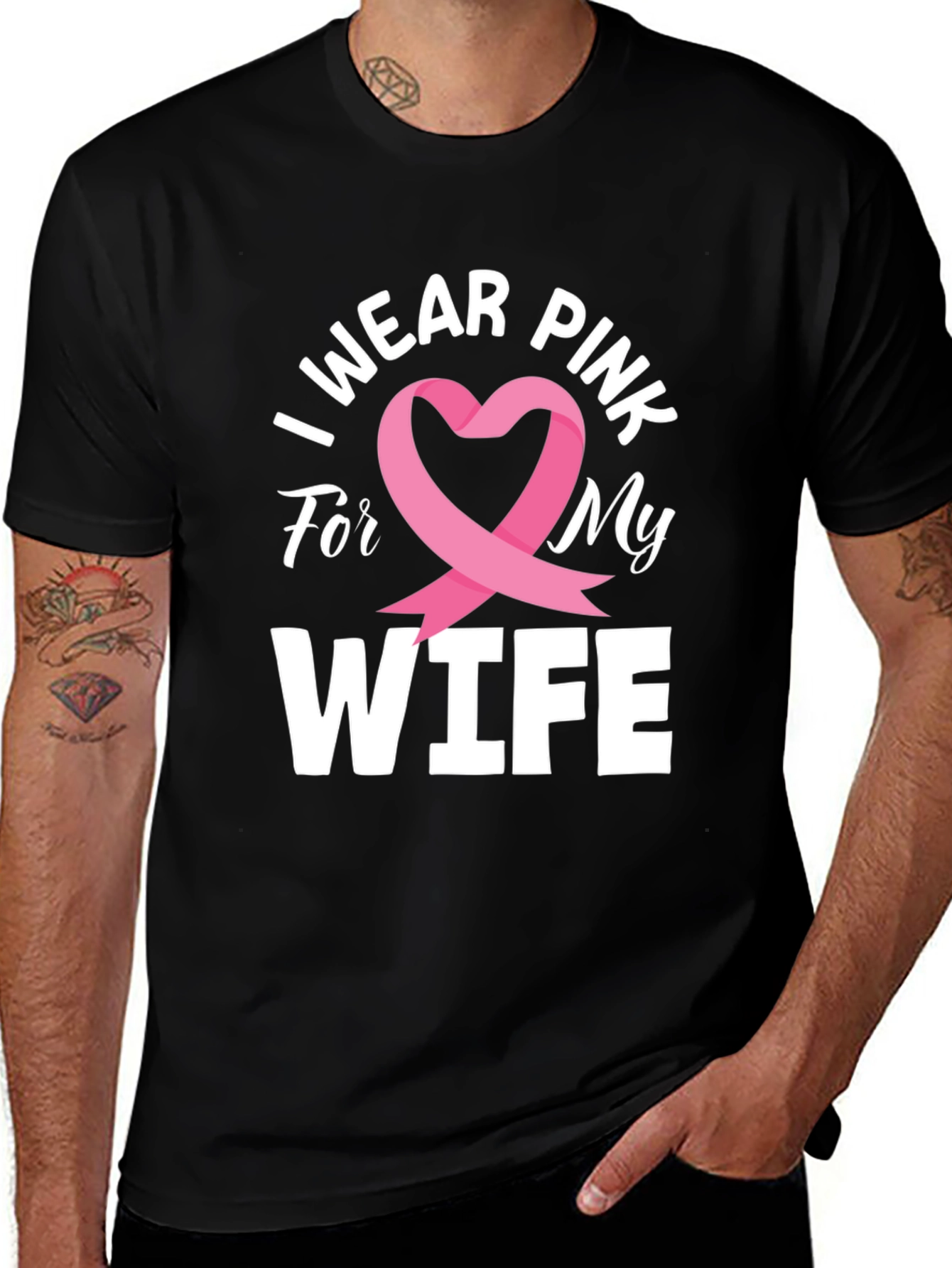 Variant 11 of I Wear Pink for My Wife T-Shirt Breast Cancer Awareness
