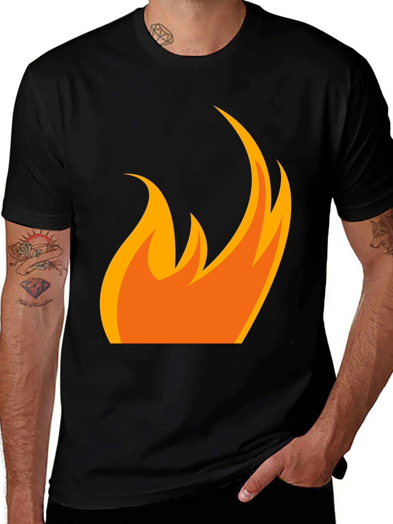 Variant 30 of Men's Black T-Shirt with Flame Graphic