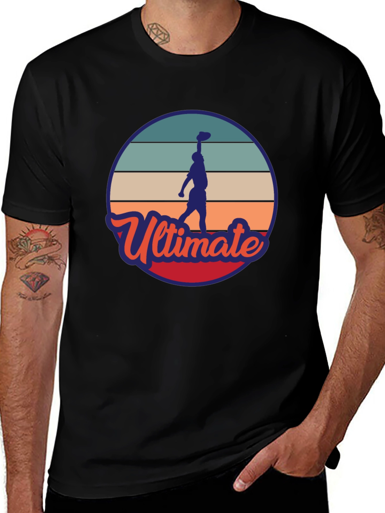 Variant 21 of Ultimate Frisbee Graphic Tee - Stylish Black Cotton T-Shirt