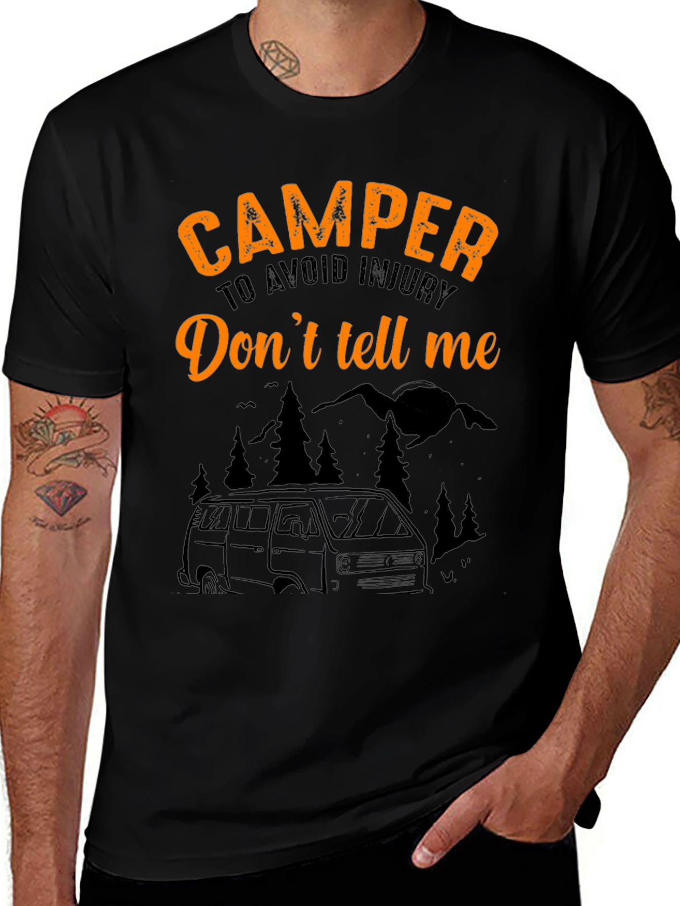 Black Camper Tee: "Don't Tell Me!" Black T-Shirt main image