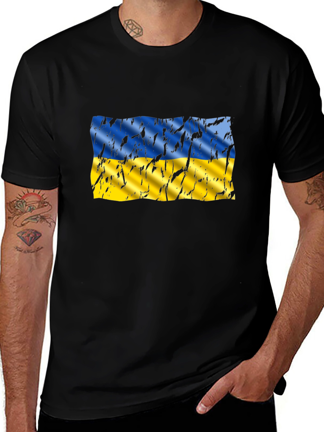 Variant 24 of Ukraine Flag Distressed Graphic T-Shirt