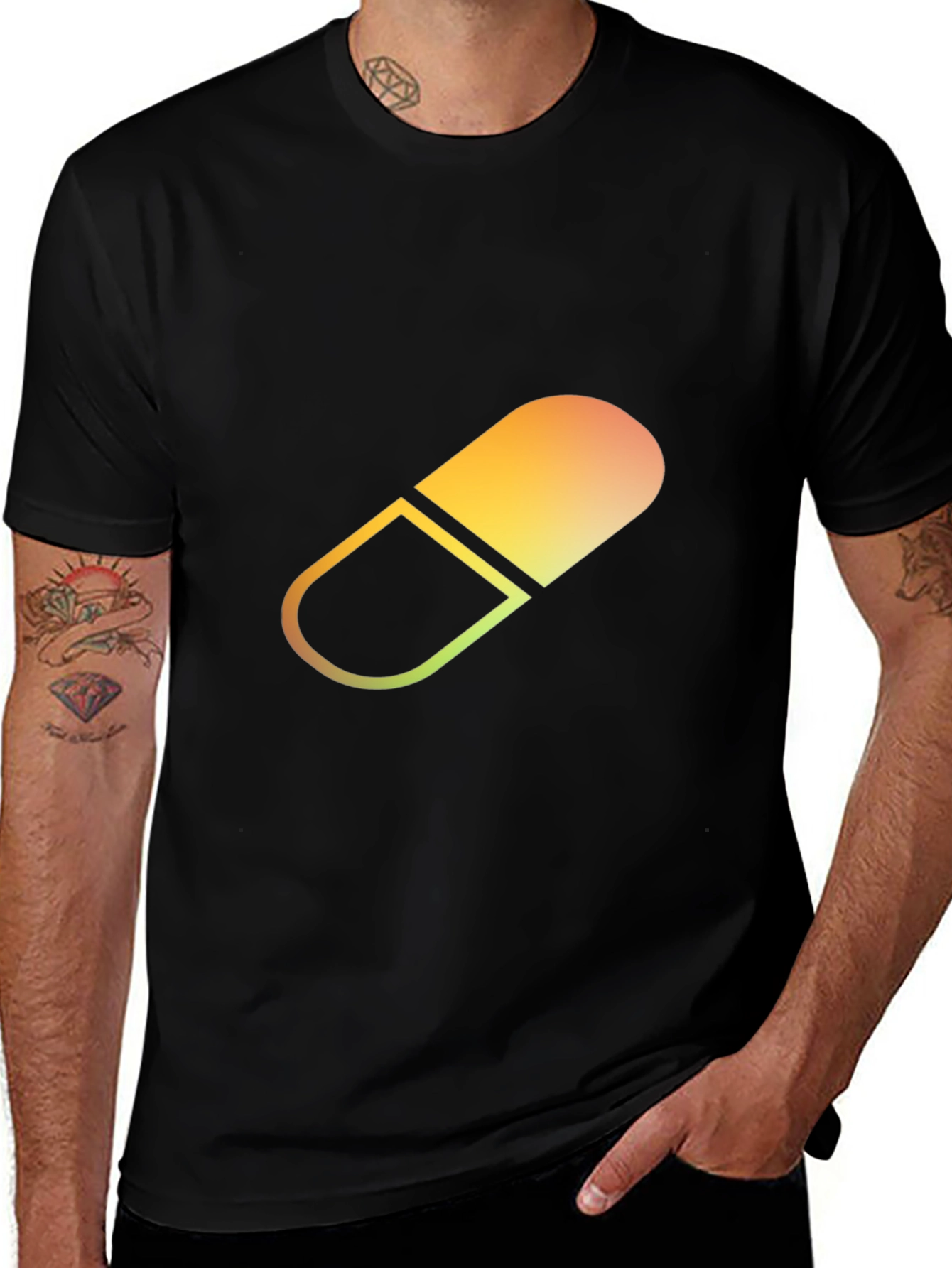 Variant 10 of Pill Graphic Black T-Shirt - Modern Capsule Design