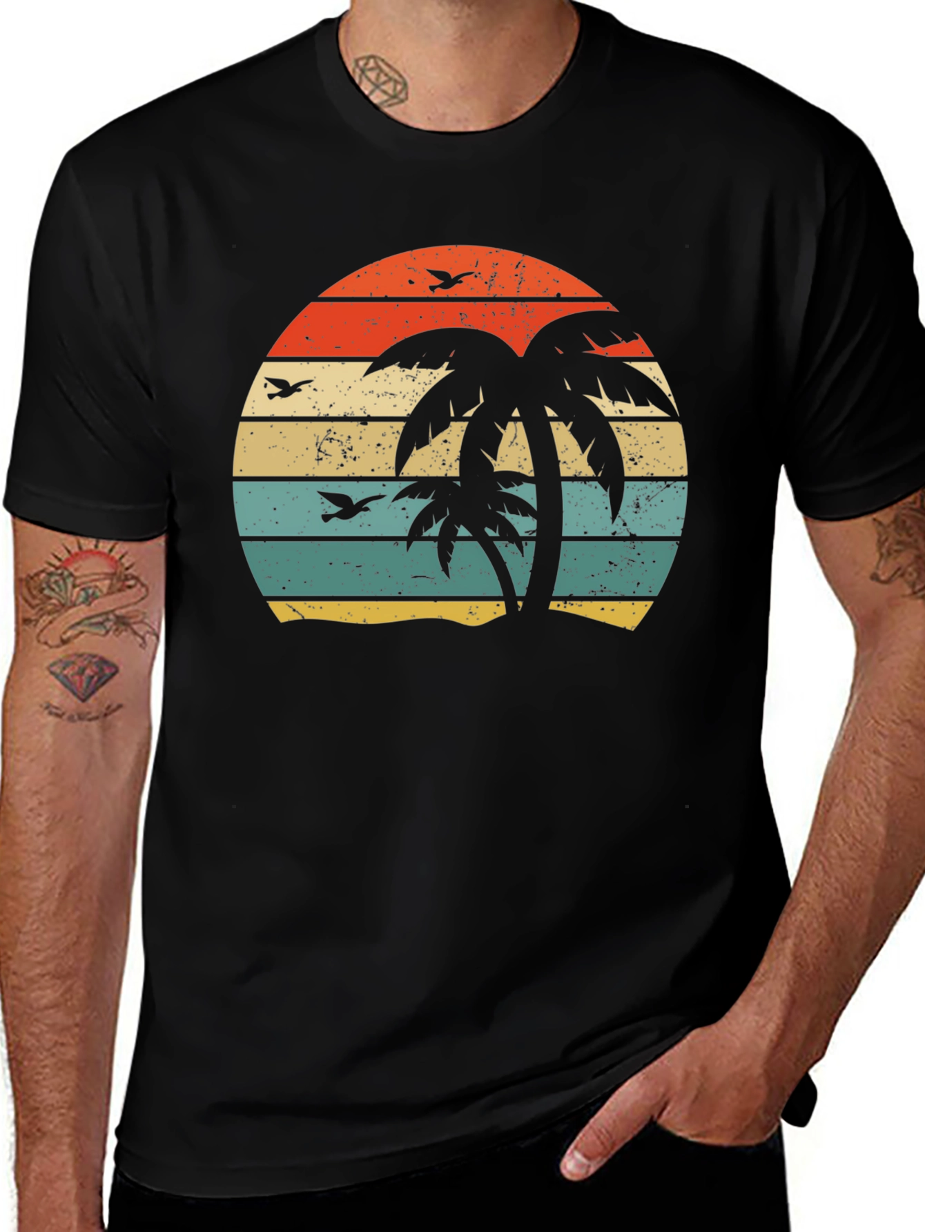 Variant 19 of Retro Palm Tree Sunset Graphic Tee