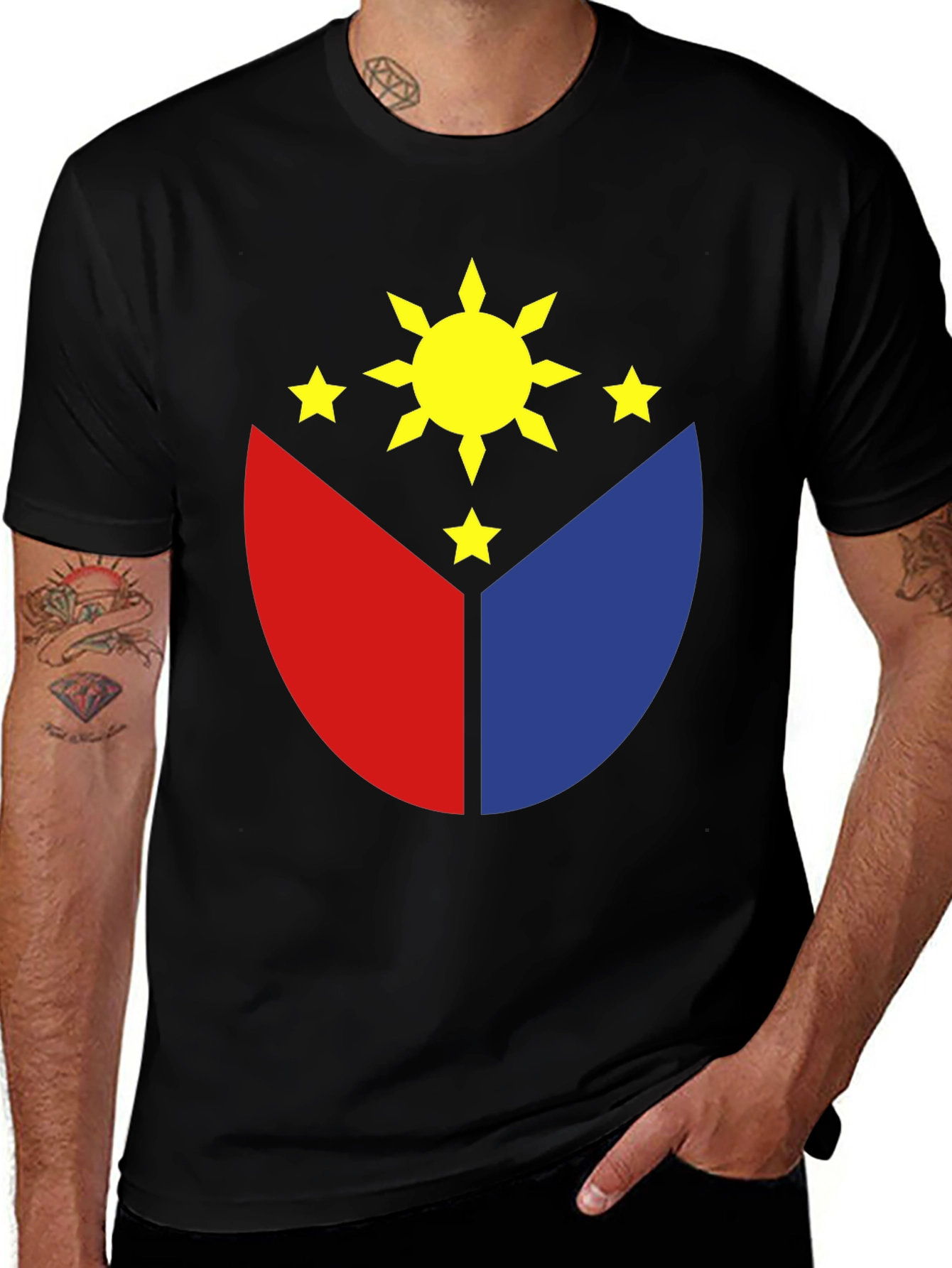 Philippines Flag Graphic T-Shirt - Black