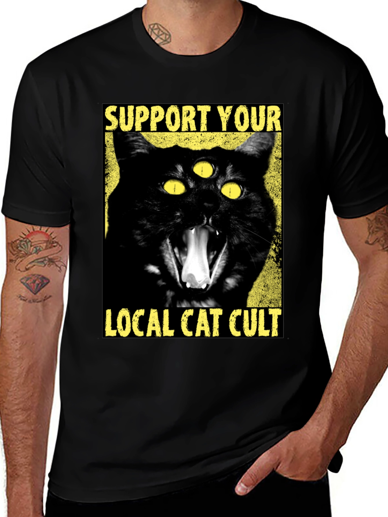 Variant 27 of Support Your Local Cat Cult Graphic T-Shirt