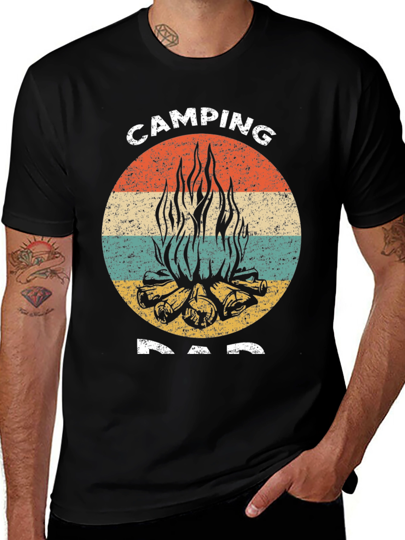 Variant 24 of Camping Dad Graphic Tee - Campfire Design