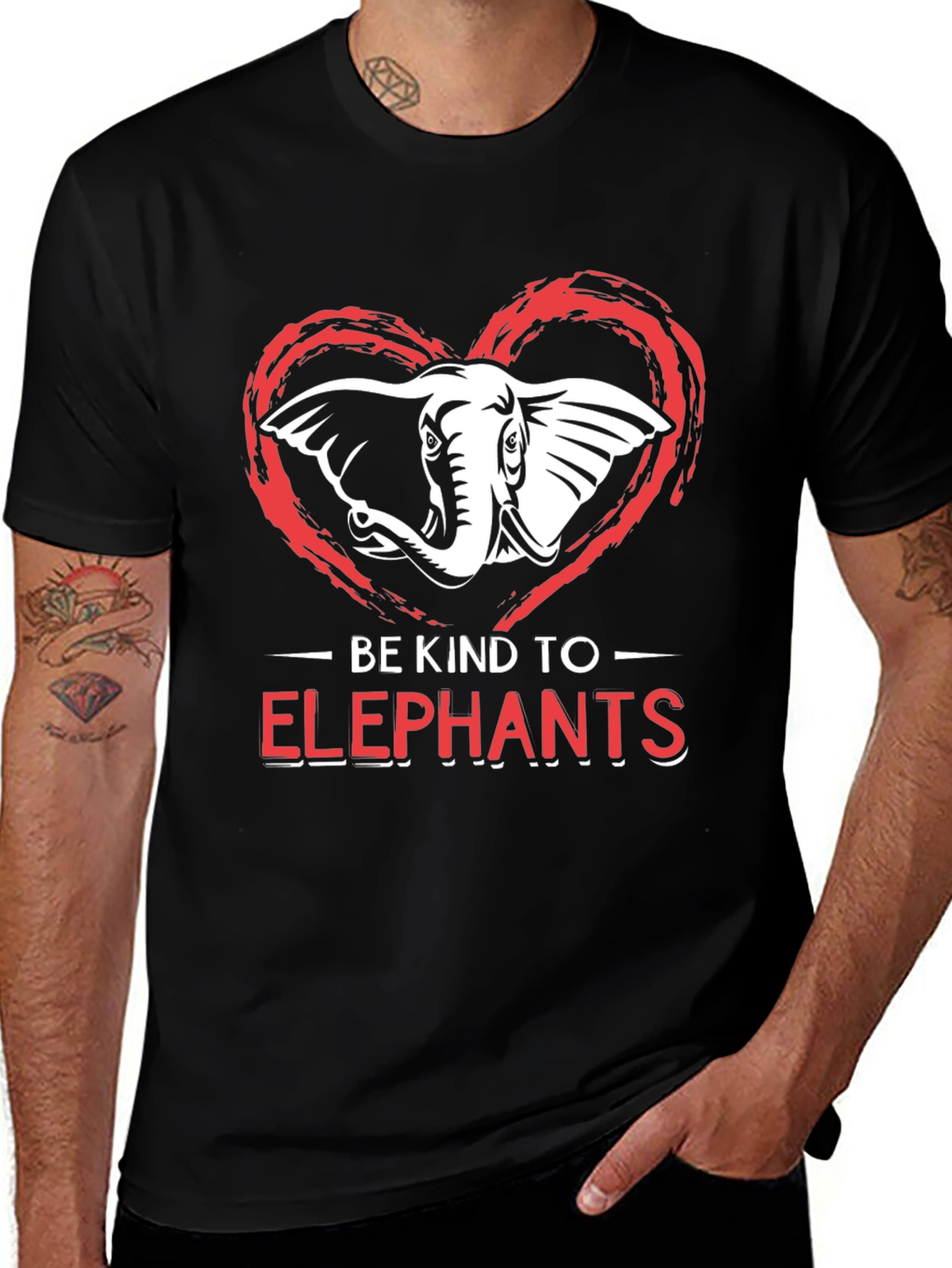 Variant 25 of Be Kind to Elephants Graphic Tee - Animal Lover Shirt