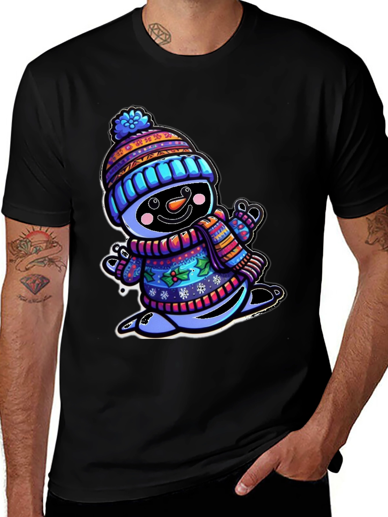 Variant 18 of Snowman Graphic Tee - Winter Holiday Cartoon Shirt