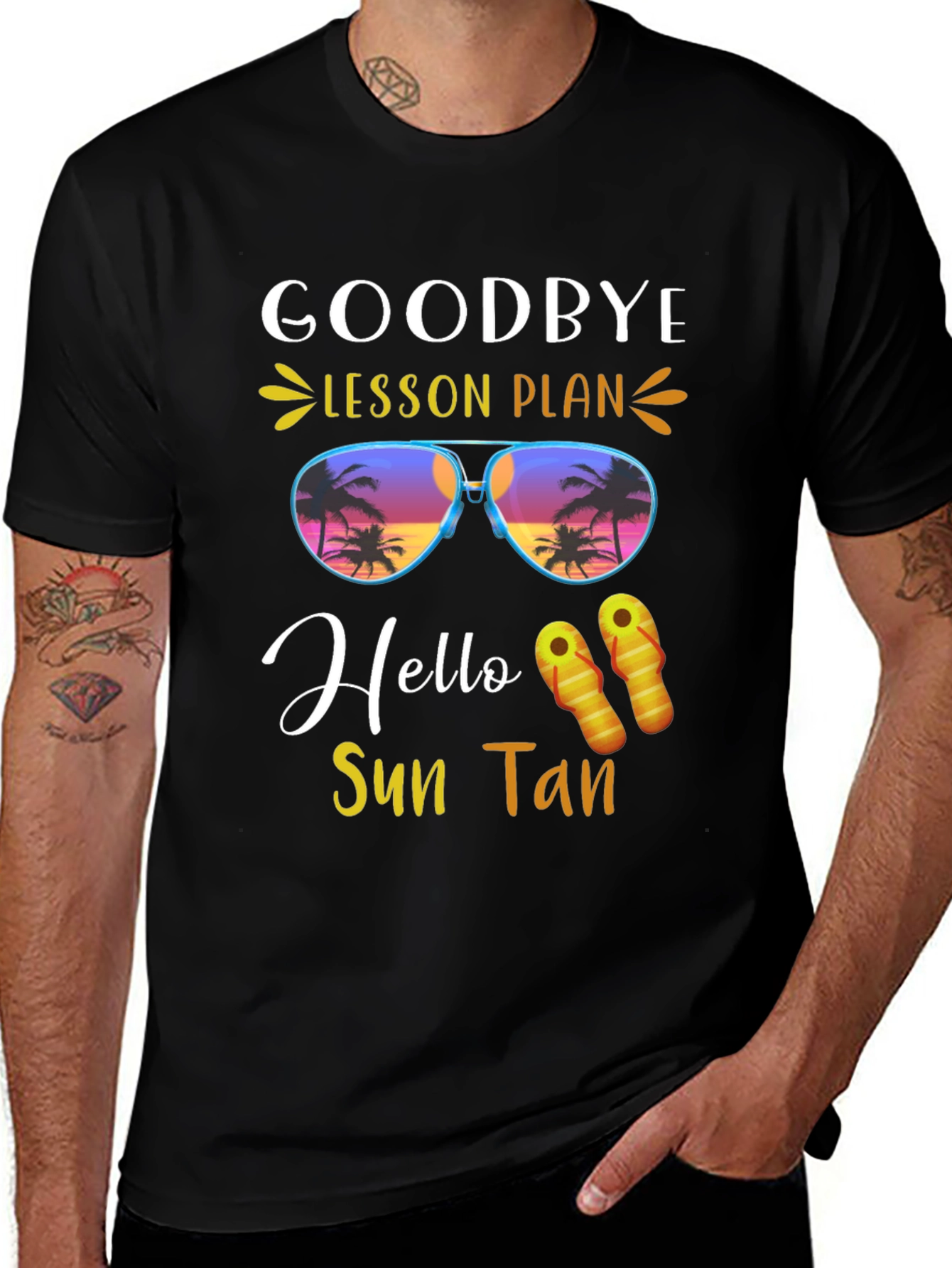 Variant 22 of Goodbye Lesson Plan Hello Sun Tan T-Shirt