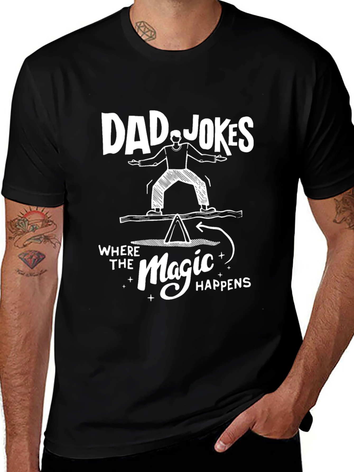 Dad Jokes Magic Happens Graphic Tee