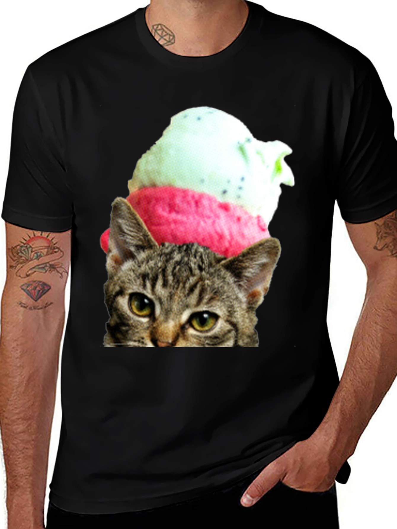 Variant 15 of Cat Ice Cream T-Shirt - Unique Graphic Tee