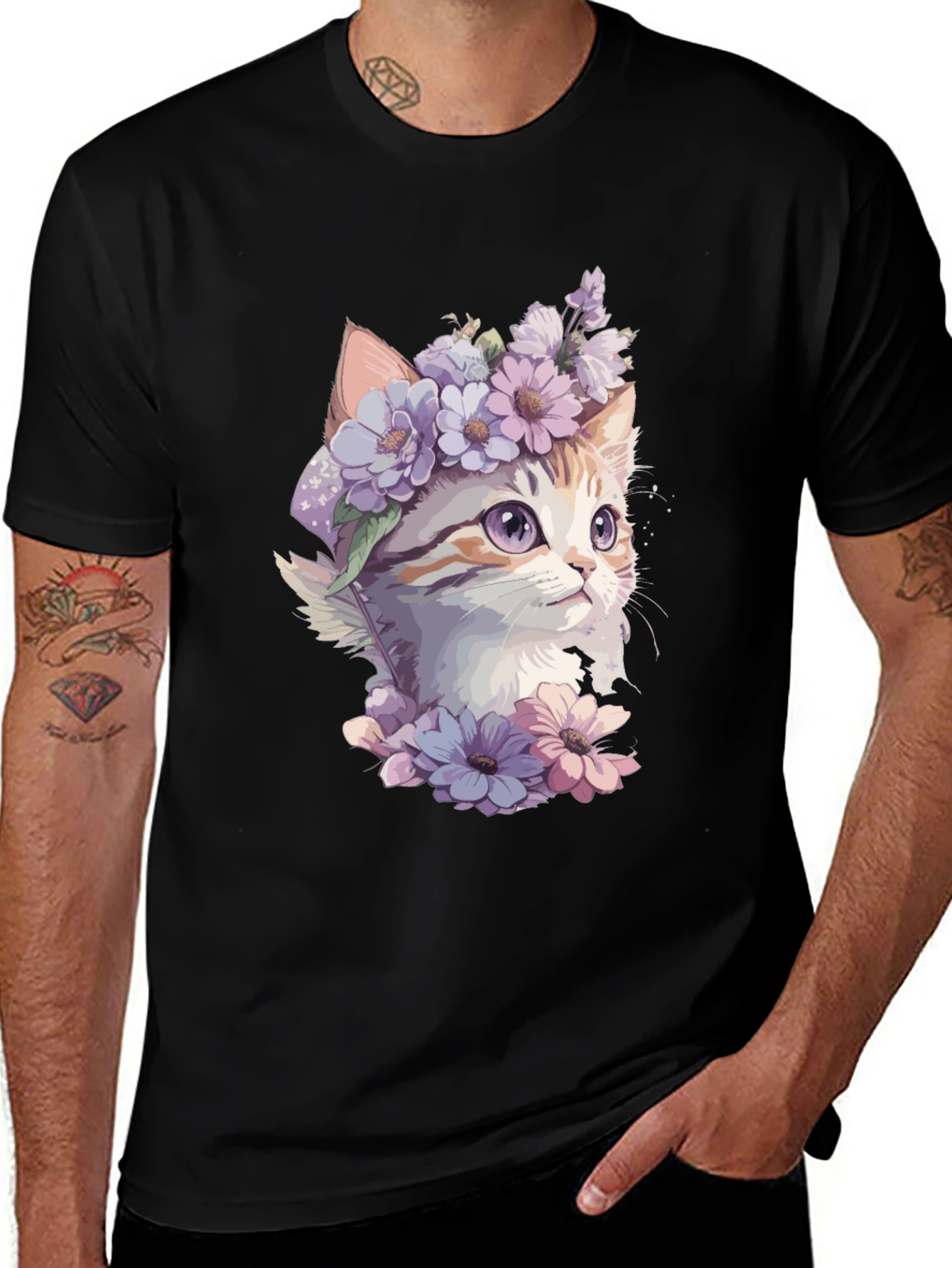 Variant 19 of Floral Crown Cat T-Shirt - Stylish Comfort