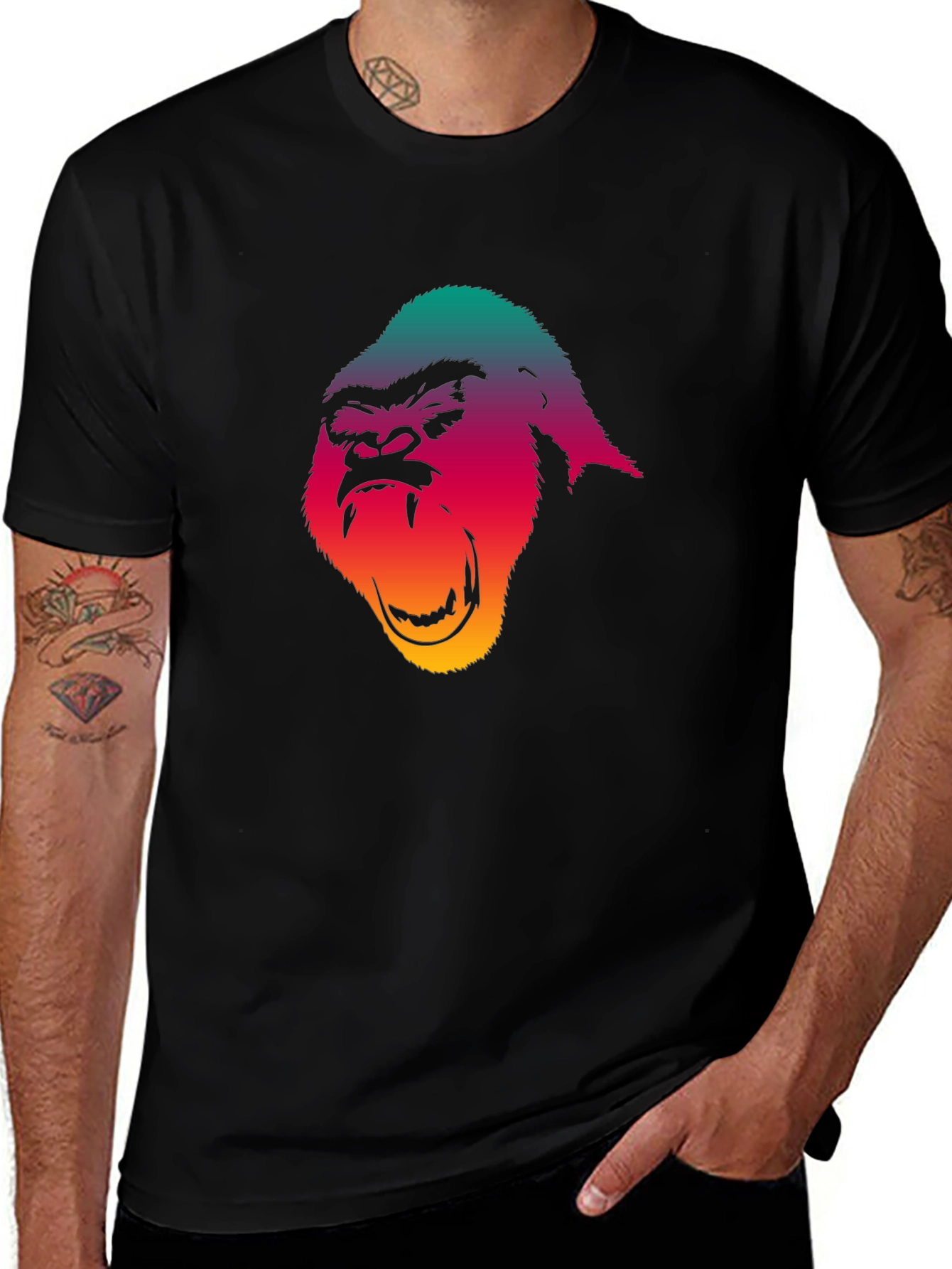 Variant 24 of Gorilla Graphic Print Black T-Shirt