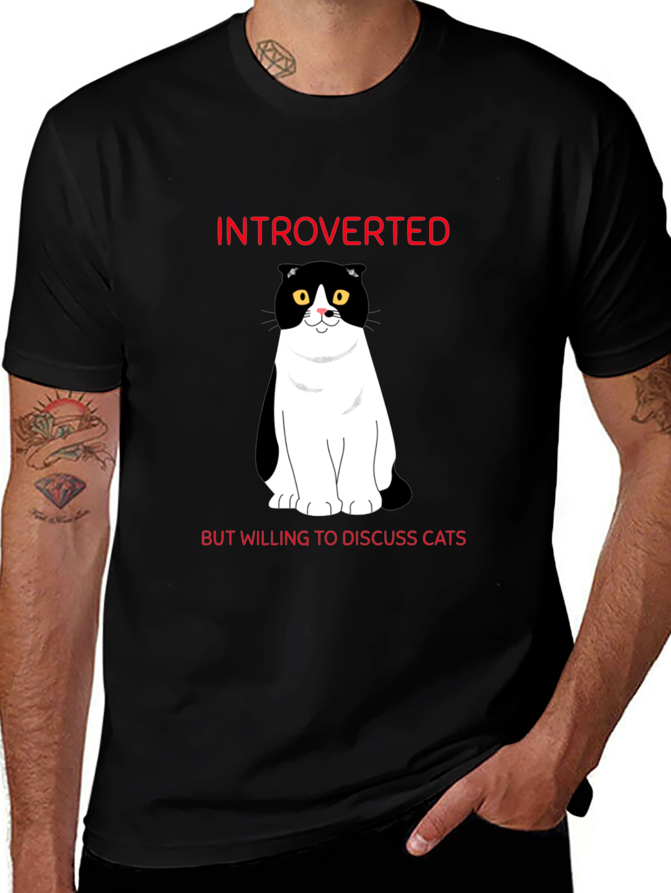 Variant 22 of Introverted Cat Lover T-Shirt - Black