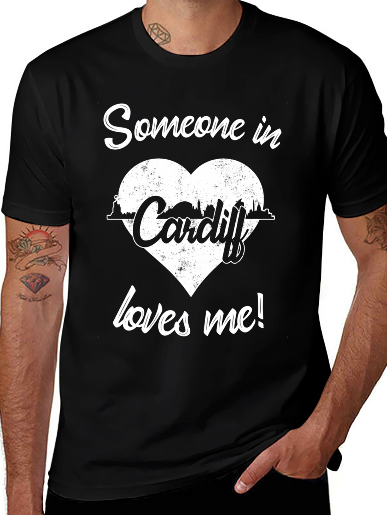 Variant 23 of Someone in Cardiff Loves Me Black Graphic Tee