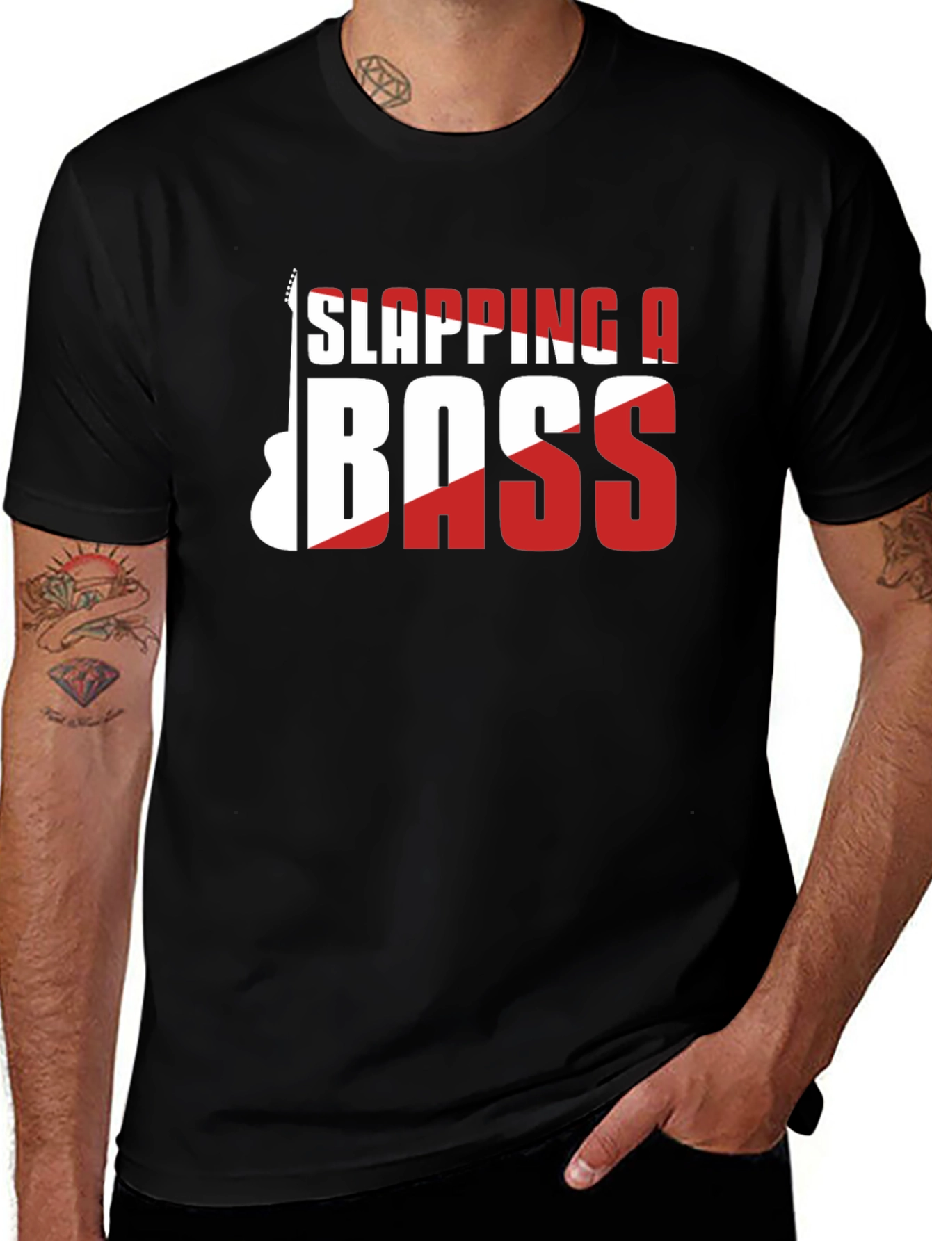 Black Slapping a Bass T-Shirt - Music Lover Tee main image