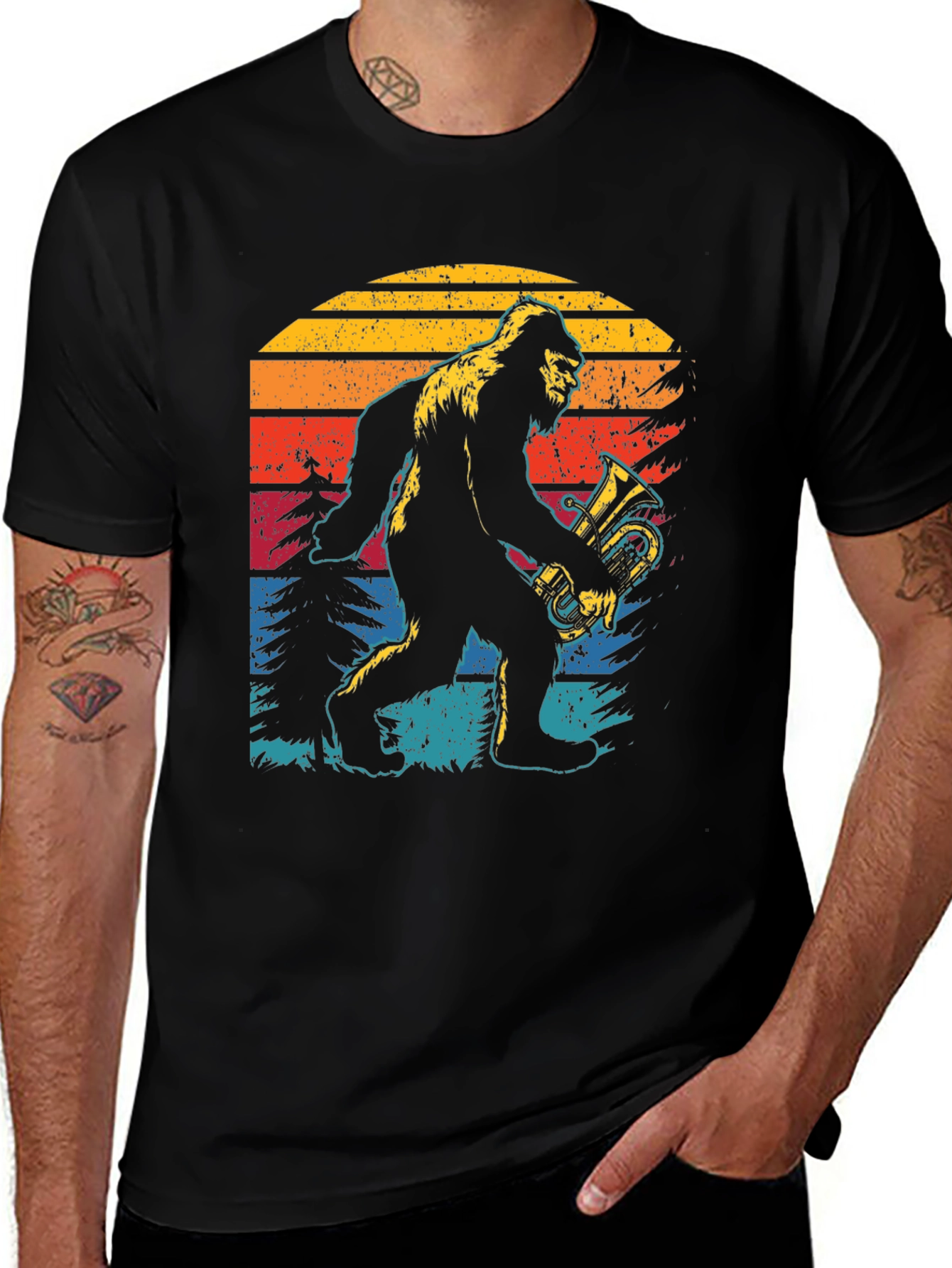Variant 5 of Bigfoot Tuba Sunset Graphic Tee