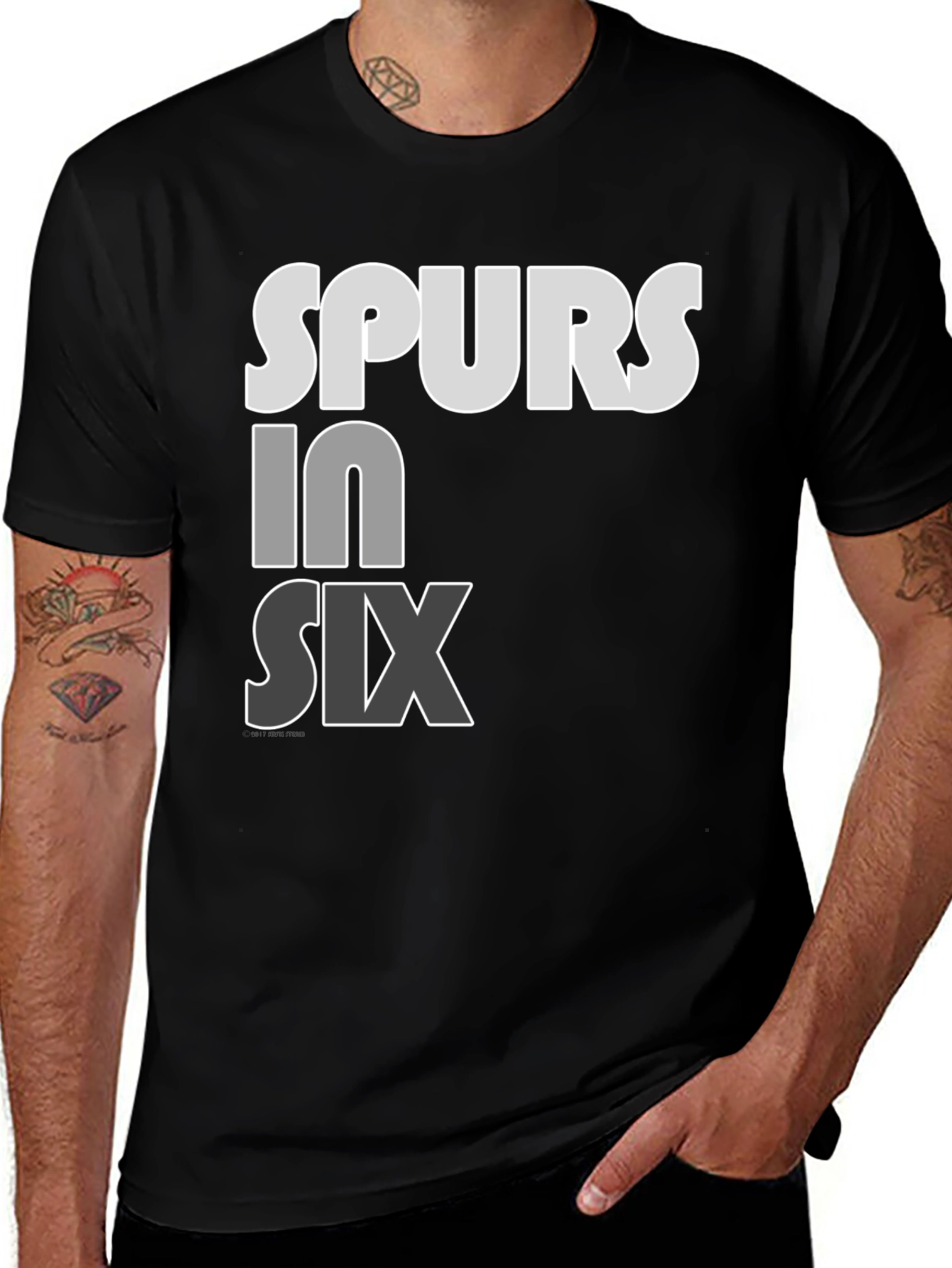 Spurs in Six T-Shirt - Black Cotton Blend