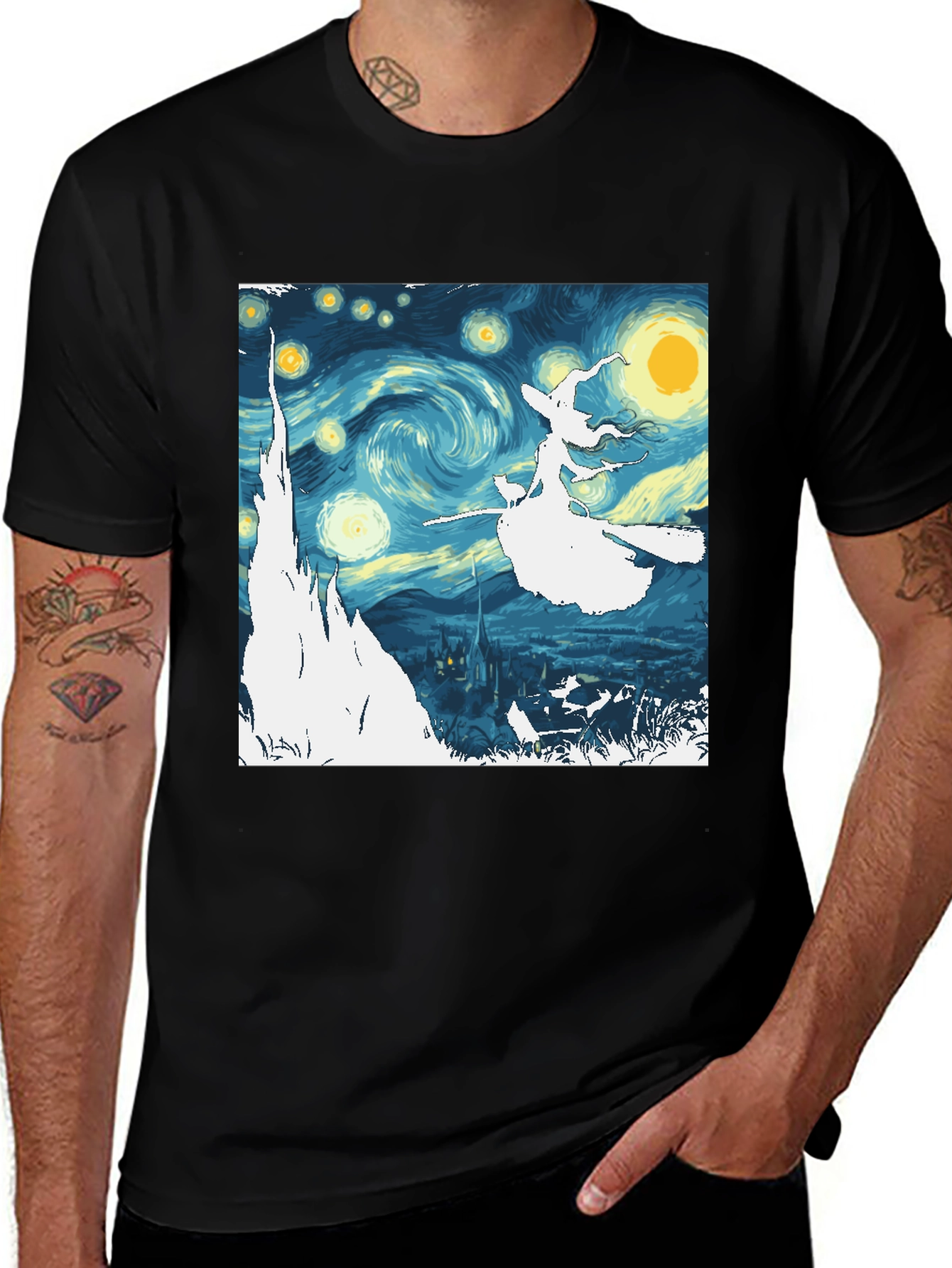 Variant 14 of Starry Night Witch T-Shirt - Unisex