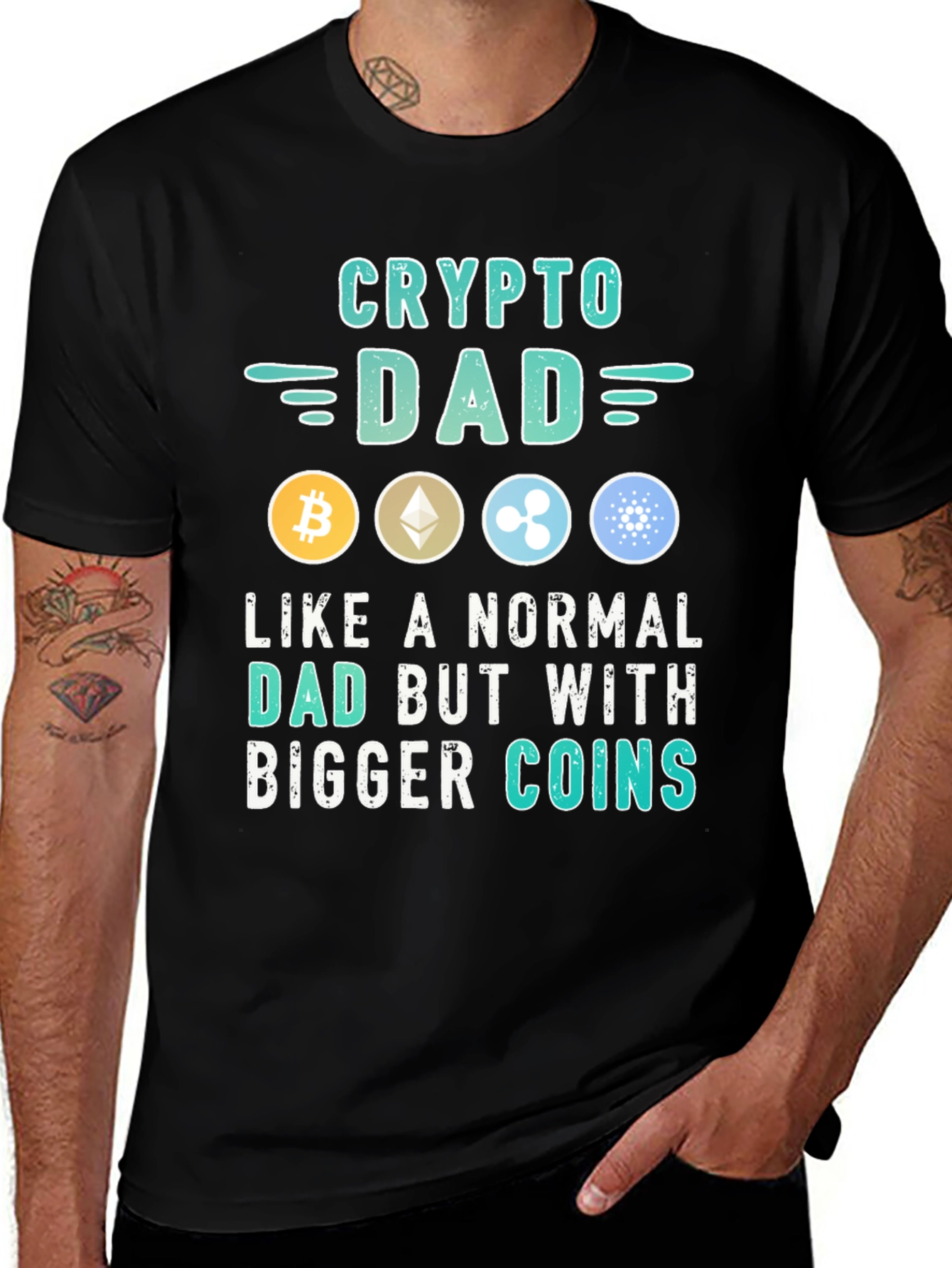 Variant 10 of Crypto Dad T-Shirt - Bitcoin, Ethereum, XRP, Cardano