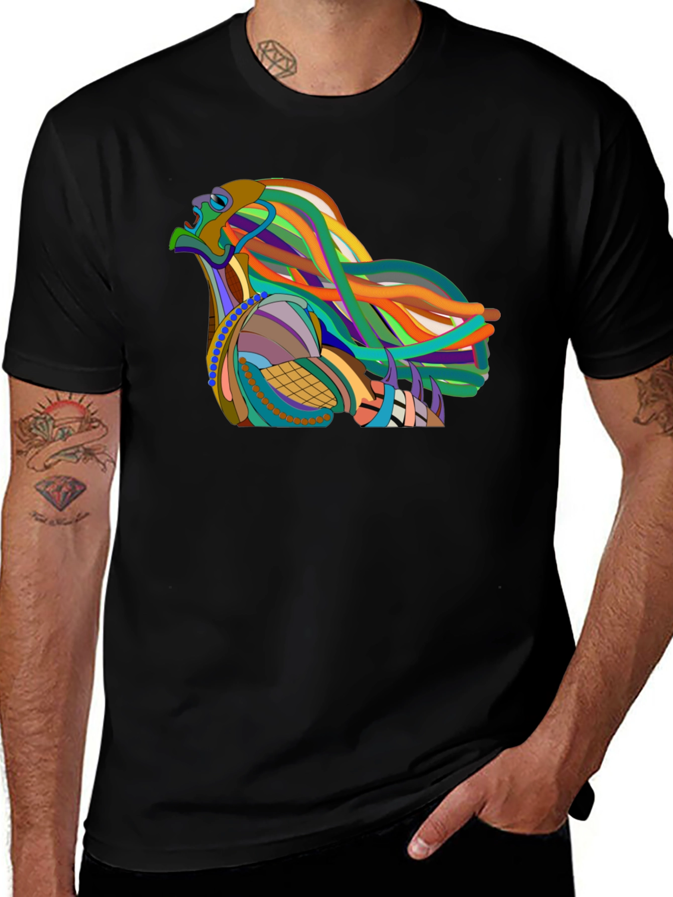 Variant 27 of Abstract Eagle Graphic Black T-Shirt