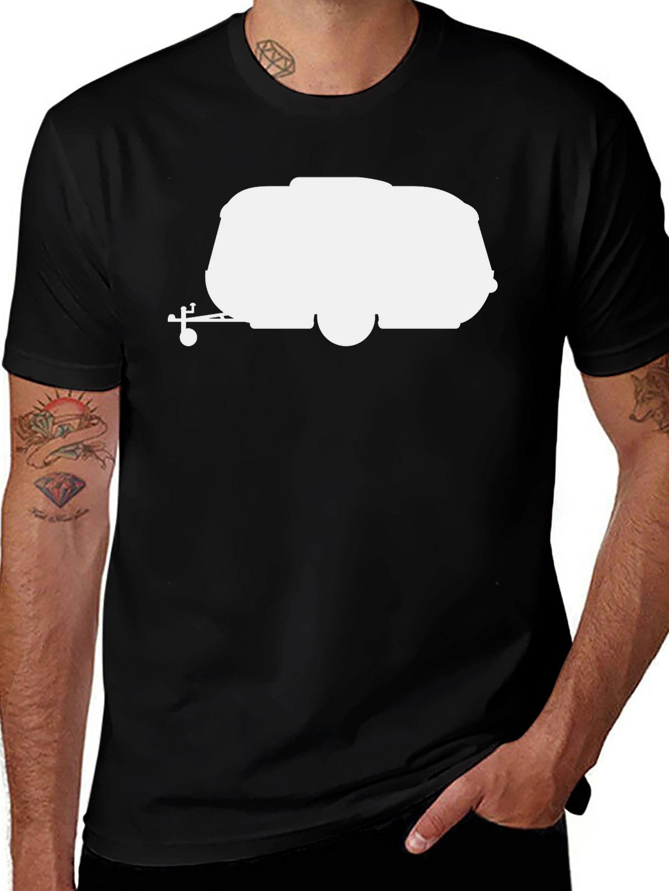 Camping Trailer Graphic Tee - Black