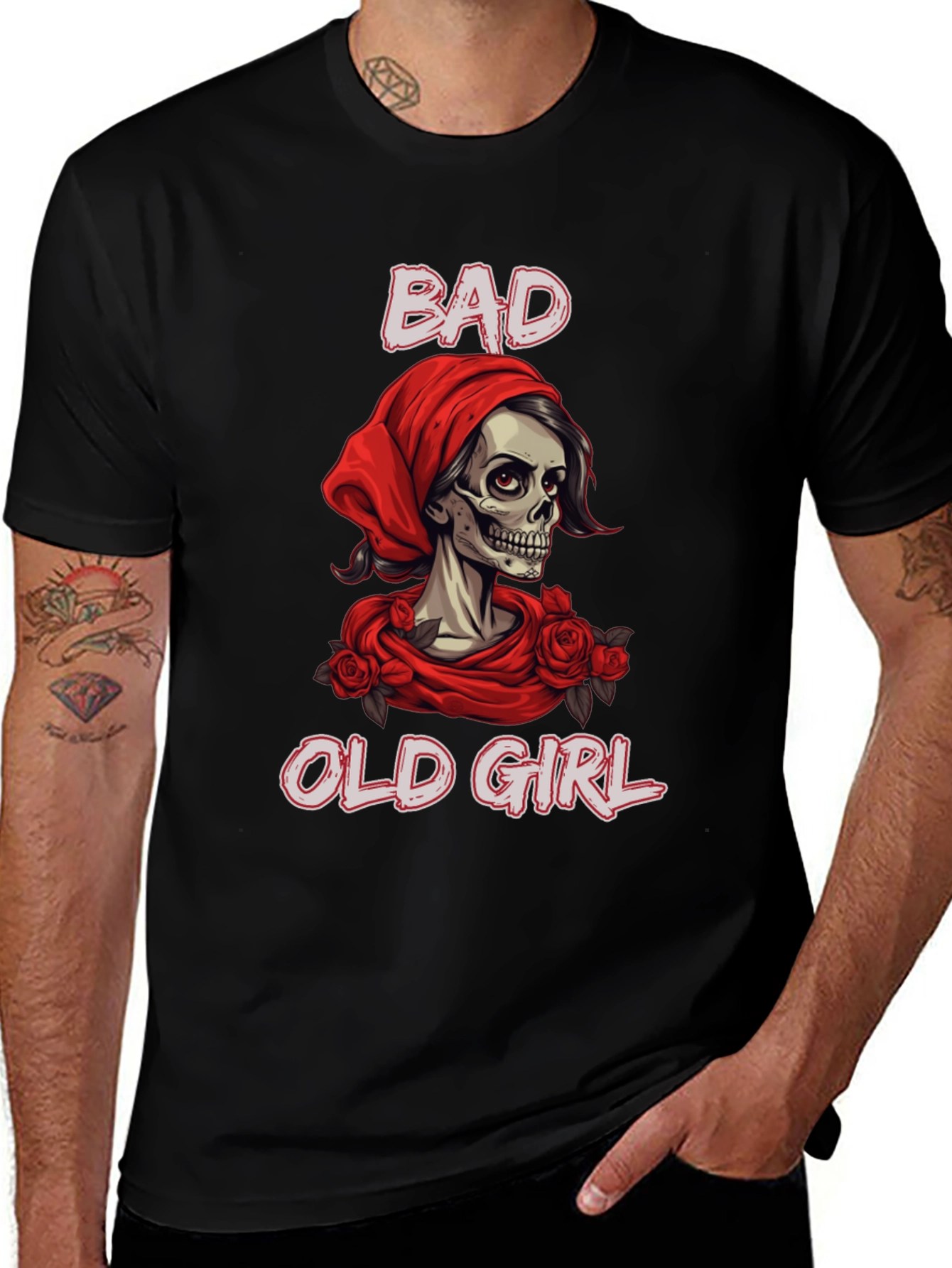 Variant 26 of Bad Old Girl Skeleton Graphic T-Shirt
