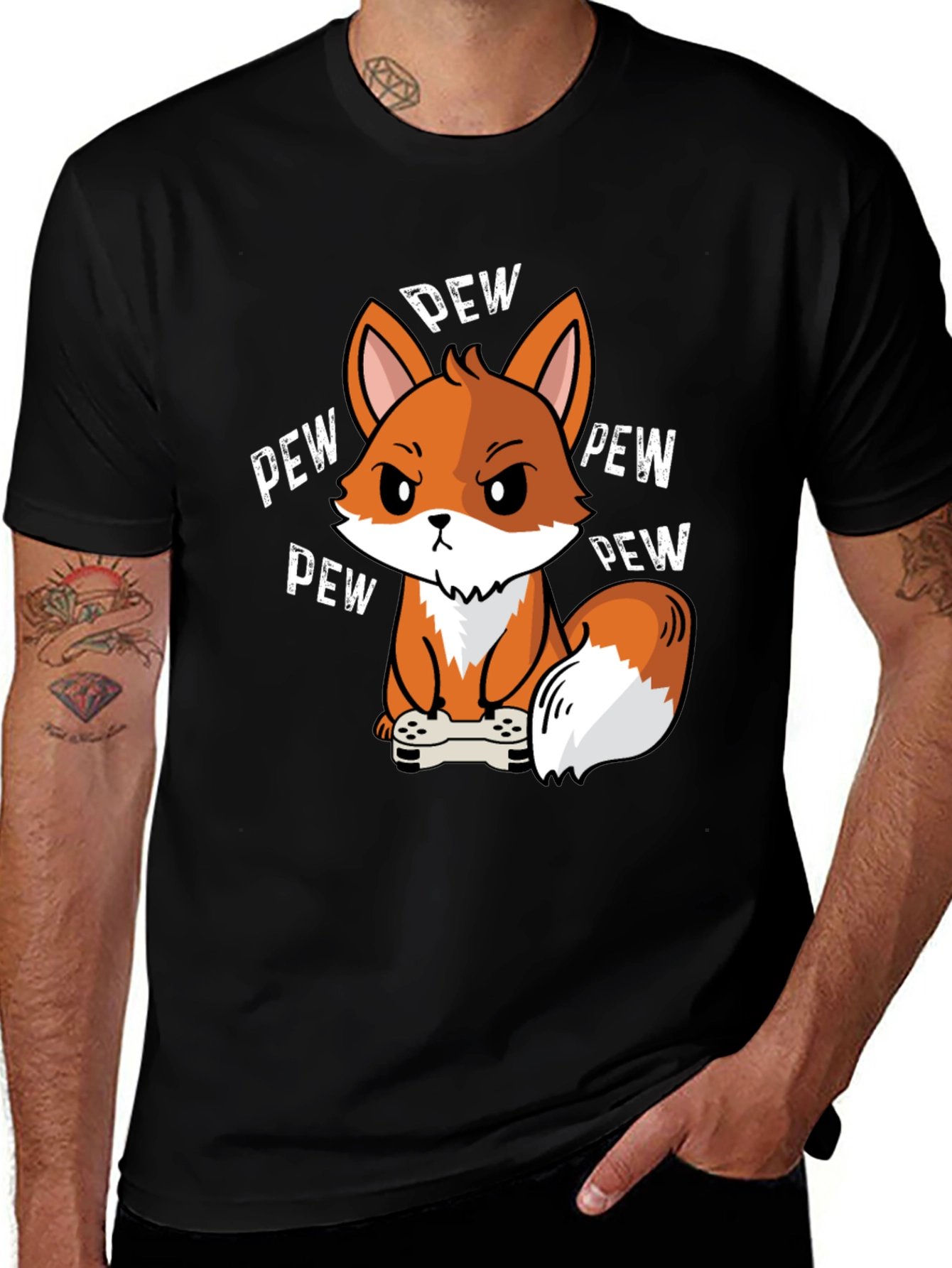 Variant 10 of Gamer Fox Graphic Tee - Pew Pew