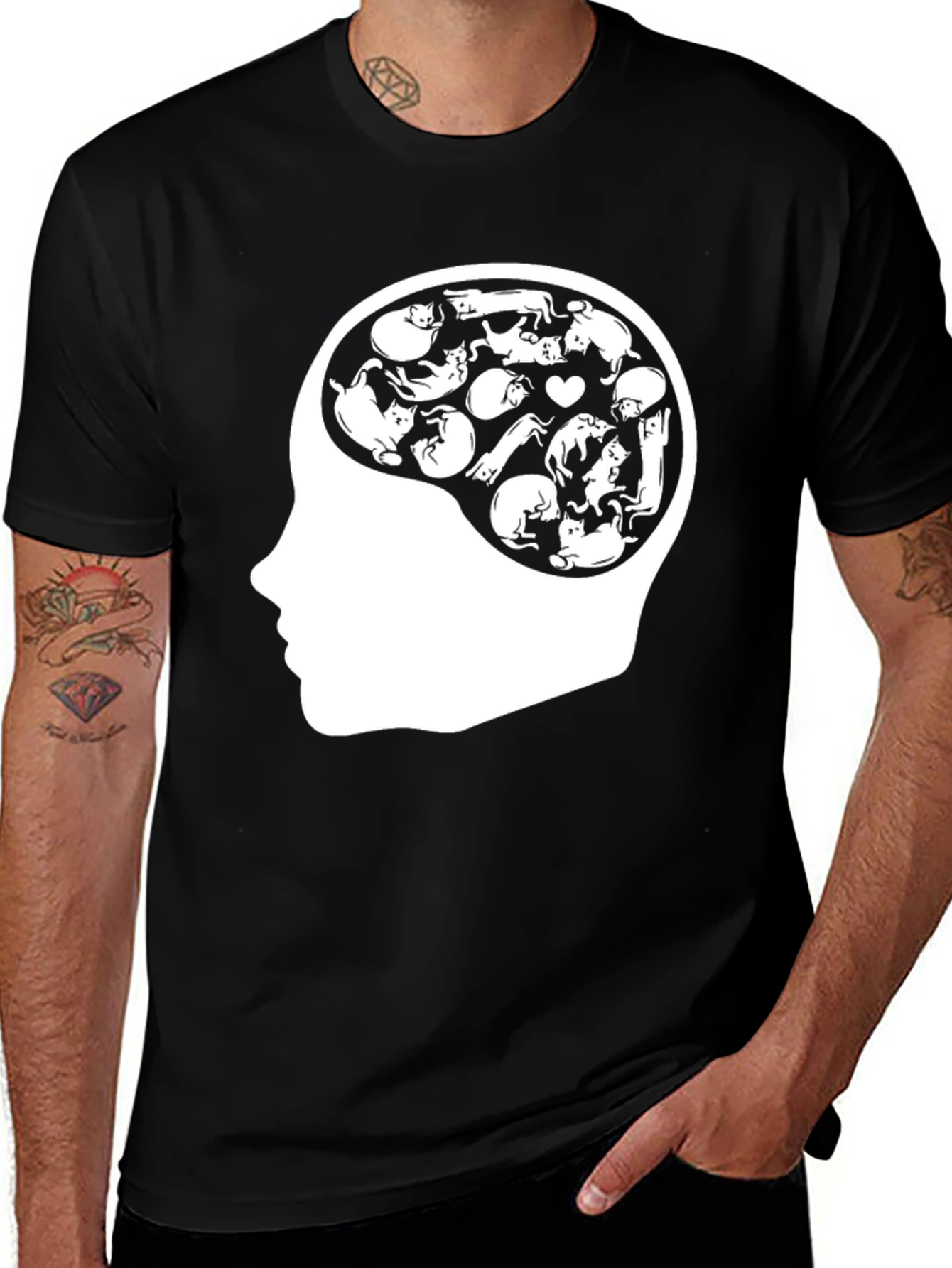 Variant 28 of Cat Brain T-Shirt - Crazy Cat Lover Tee