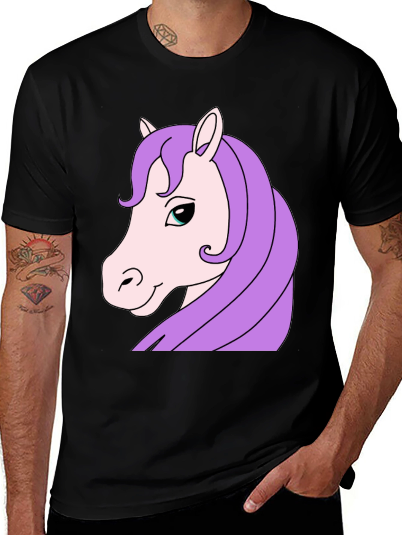 Variant 9 of Unicorn Graphic T-Shirt - Black Cotton Tee