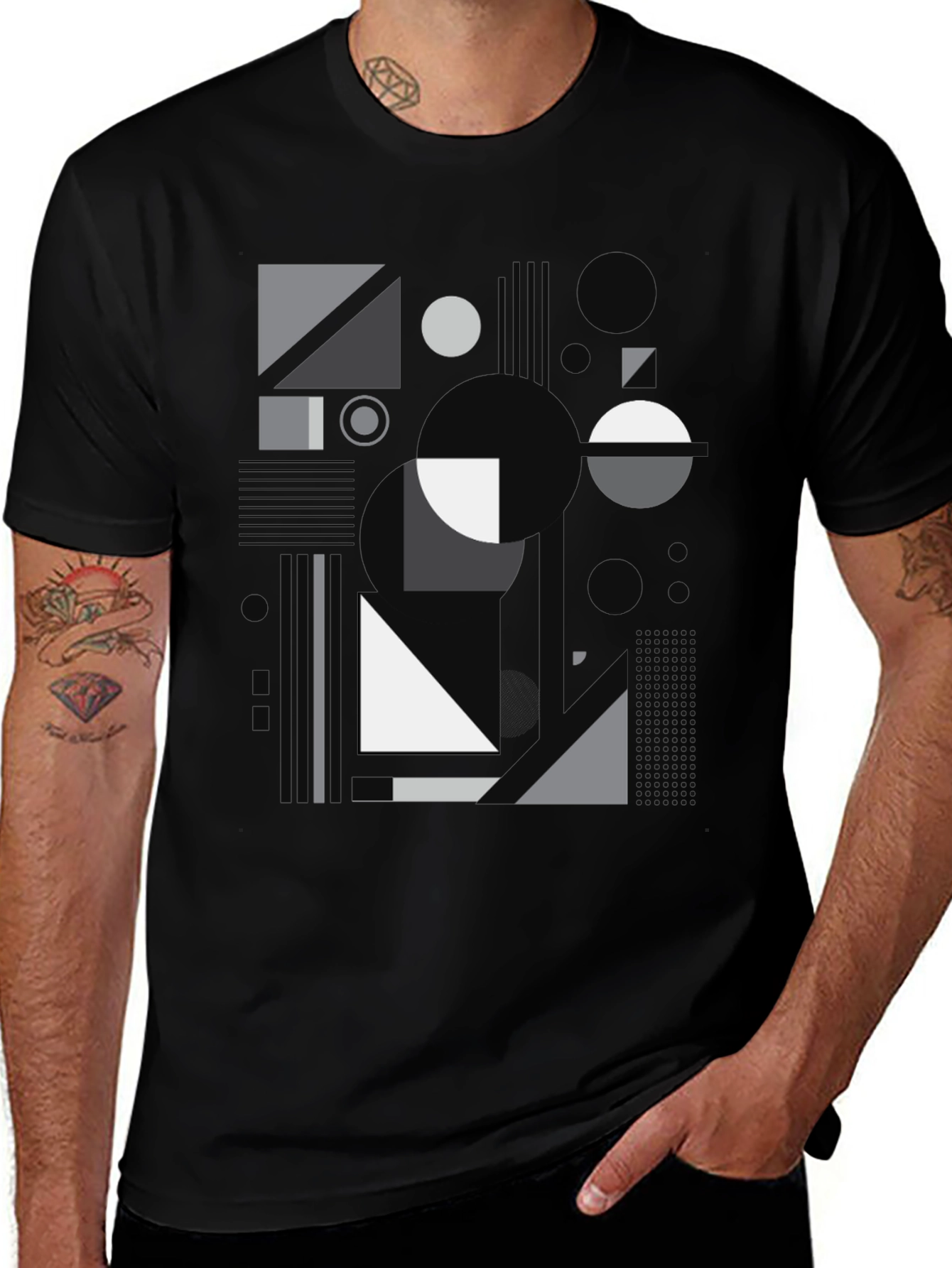 Variant 21 of Abstract Geometric Graphic Tee - Black