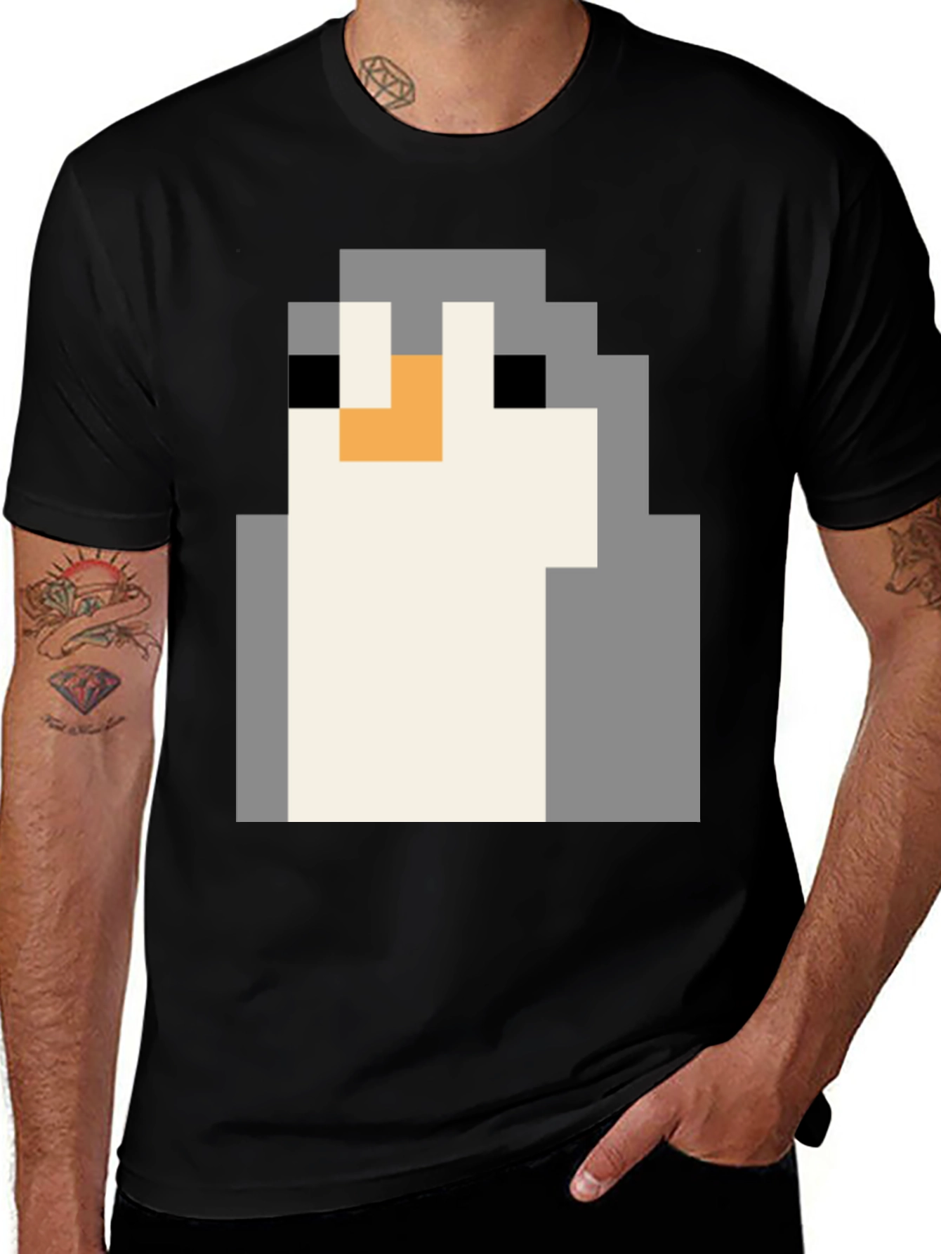 Variant 25 of Pixel Penguin Graphic Tee - Classic Black T-Shirt