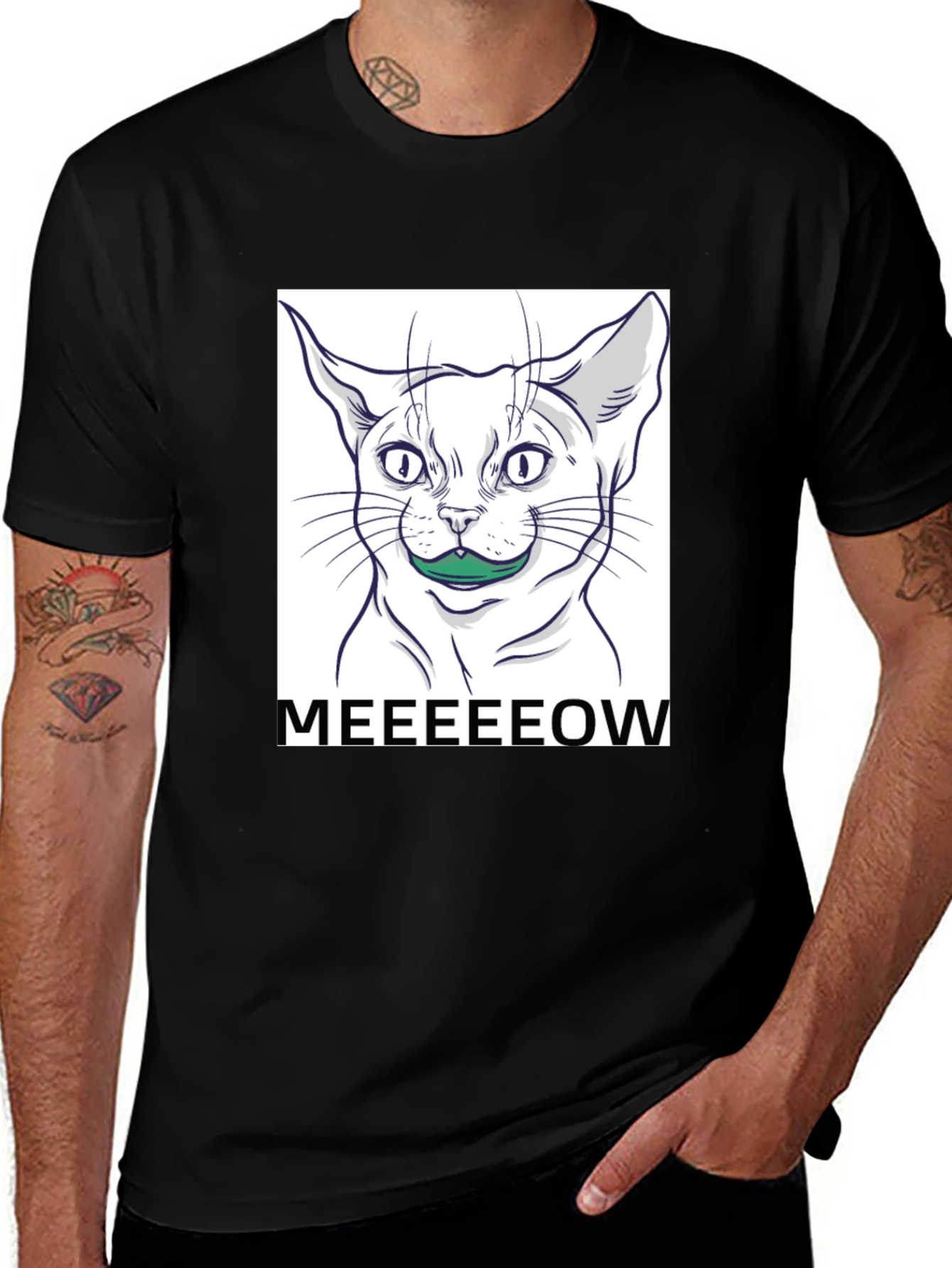 Variant 6 of Funny Cat T-Shirt - Meow Graphic Tee
