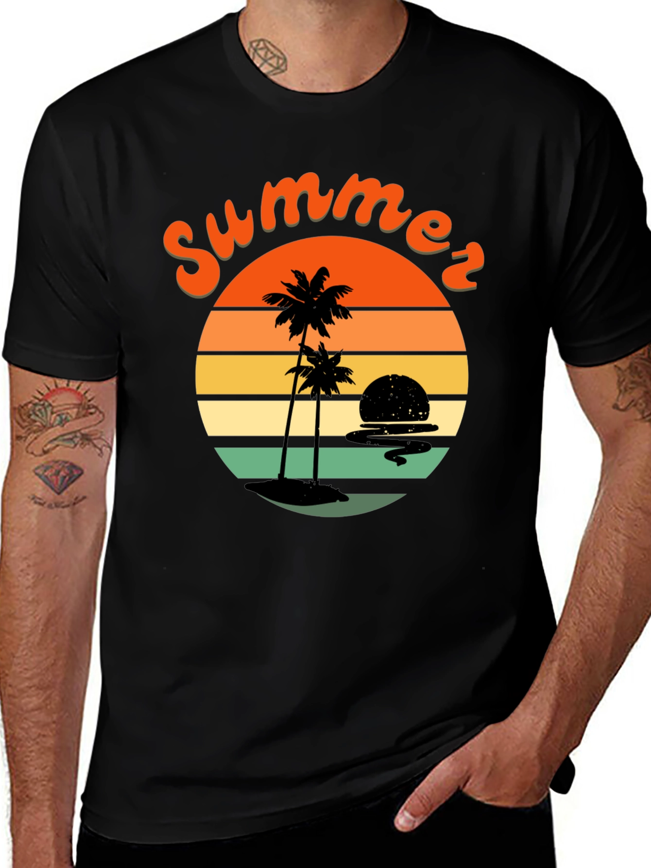 Variant 14 of Summer Palms Sunset Graphic T-Shirt