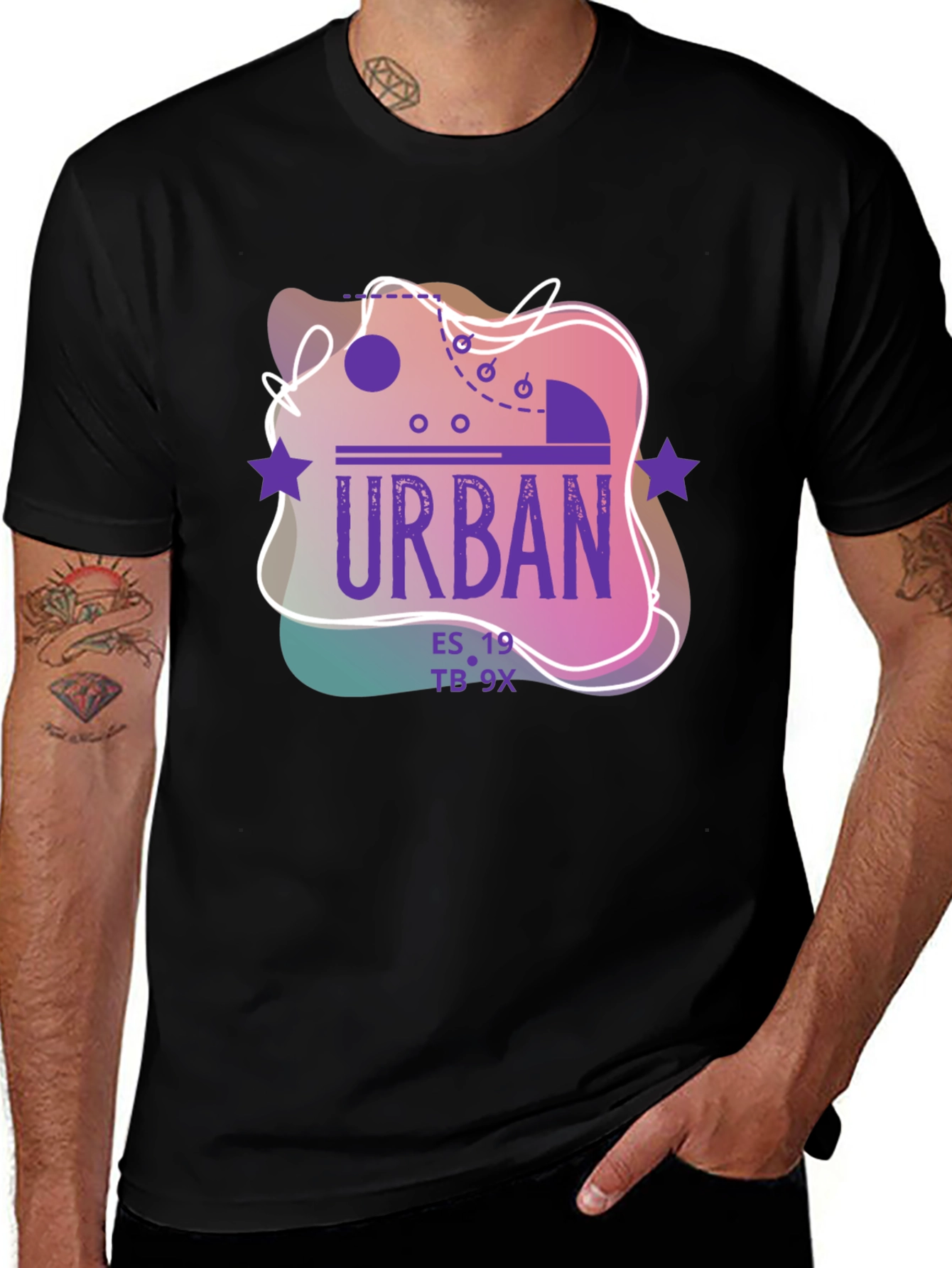 Variant 29 of Urban Style Graphic Tee - Black
