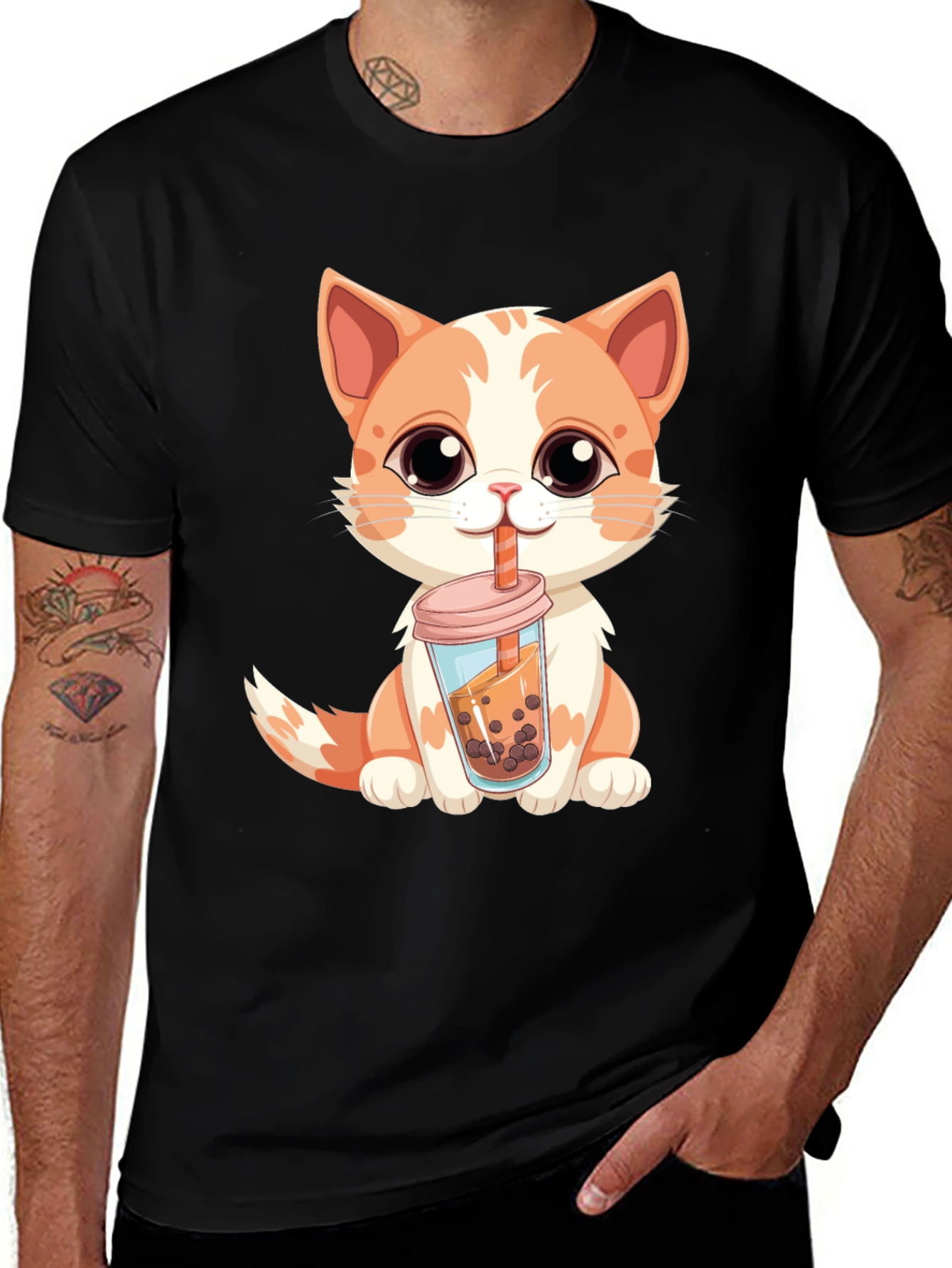 Variant 24 of Cute Cat Boba Tea T-Shirt - Kawaii Kitten Design