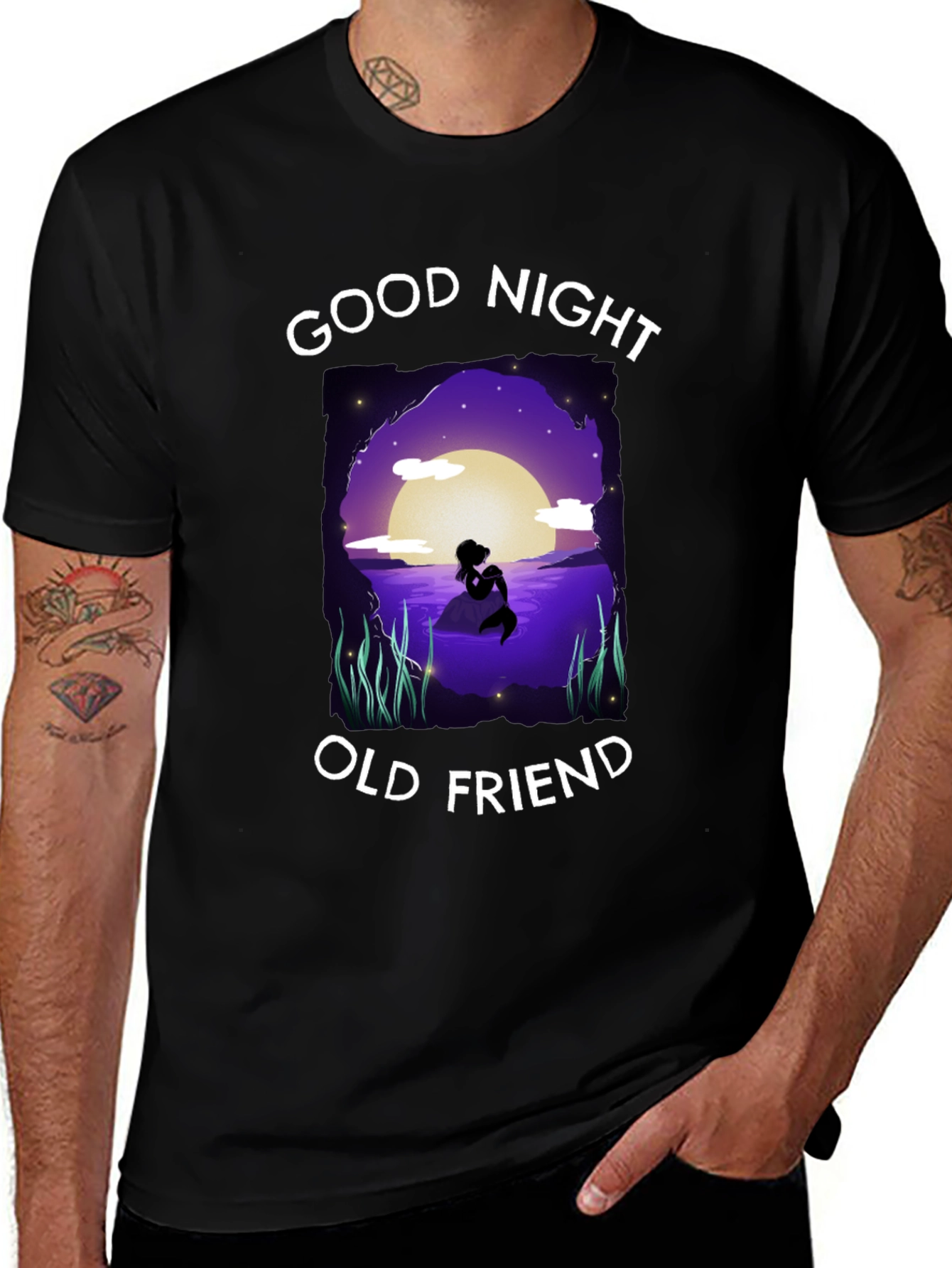 Variant 21 of Good Night Old Friend T-Shirt - Mermaid Silhouette