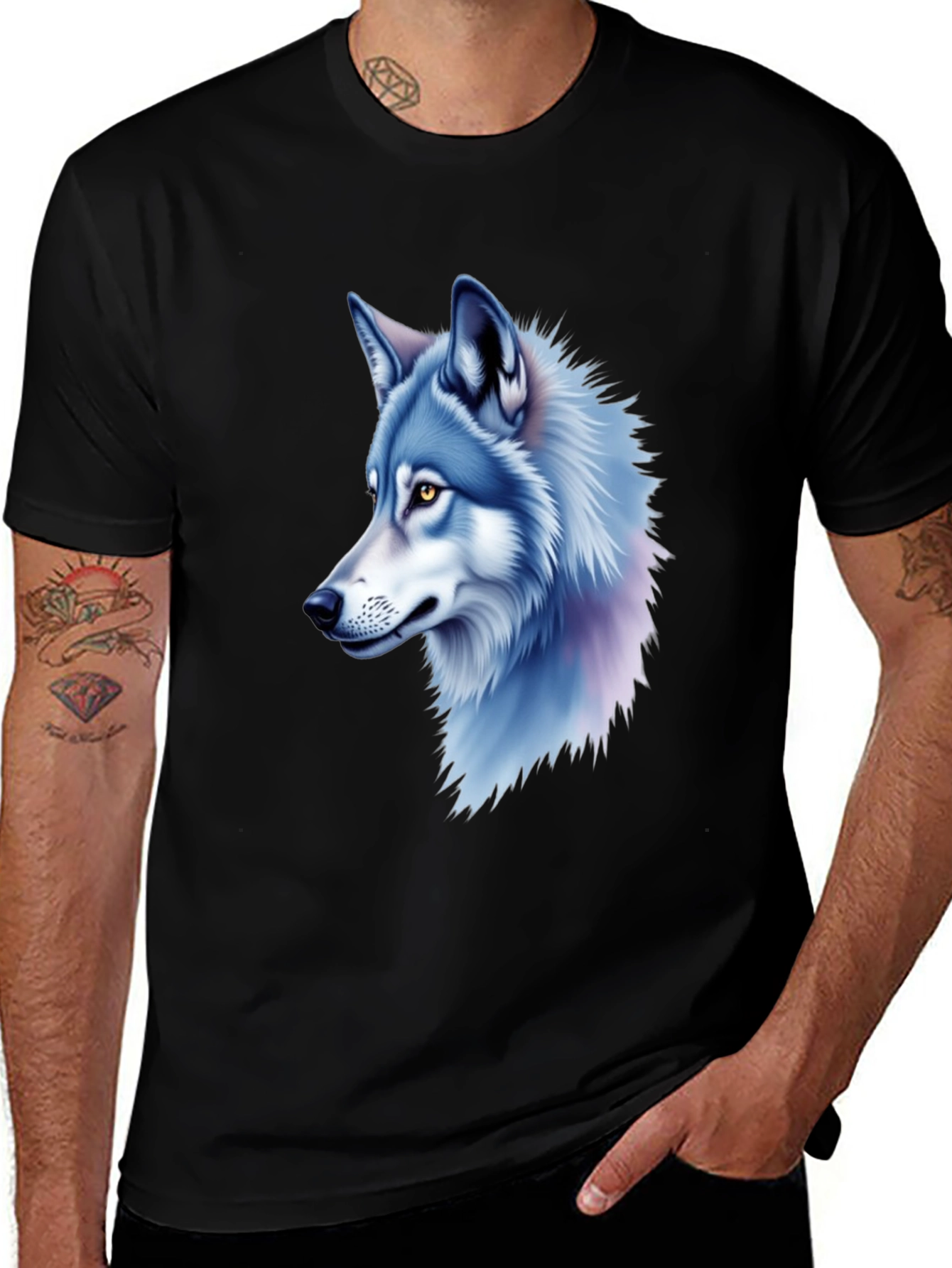 Variant 25 of Wolf Graphic Print Black T-Shirt