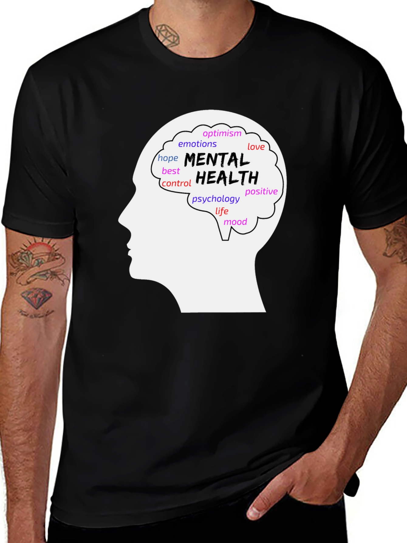 Variant 8 of Mental Health Awareness T-Shirt - Brain Silhouette