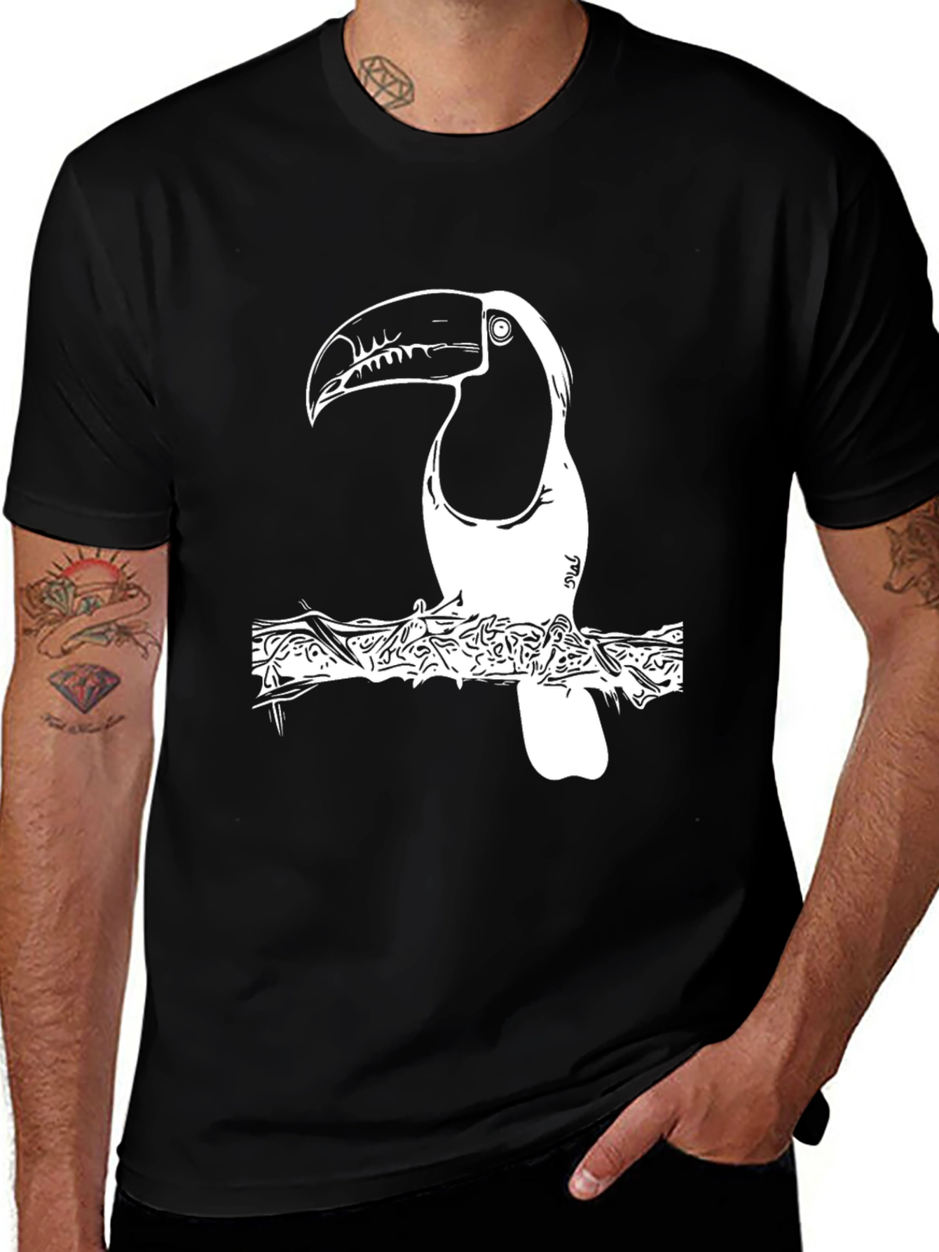 Variant 27 of Toucan Graphic T-Shirt - Black Cotton Tee