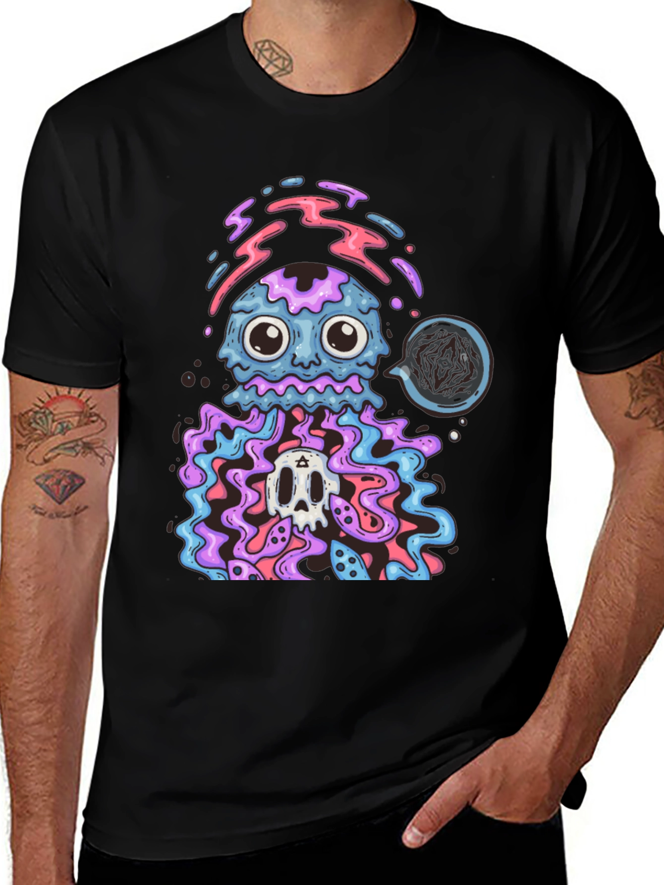 Variant 15 of Psychedelic Jellyfish Skull Graphic T-Shirt