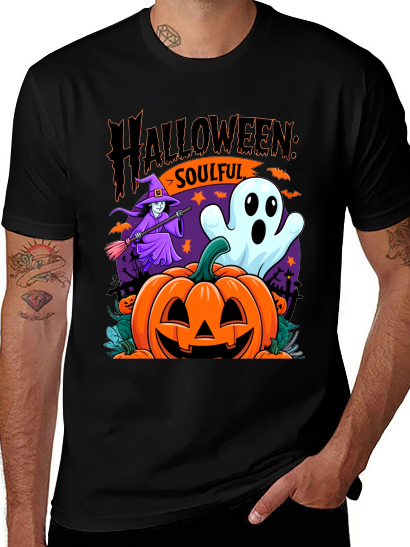 Halloween Soulful T-Shirt - Witch, Ghost, Pumpkin Tee