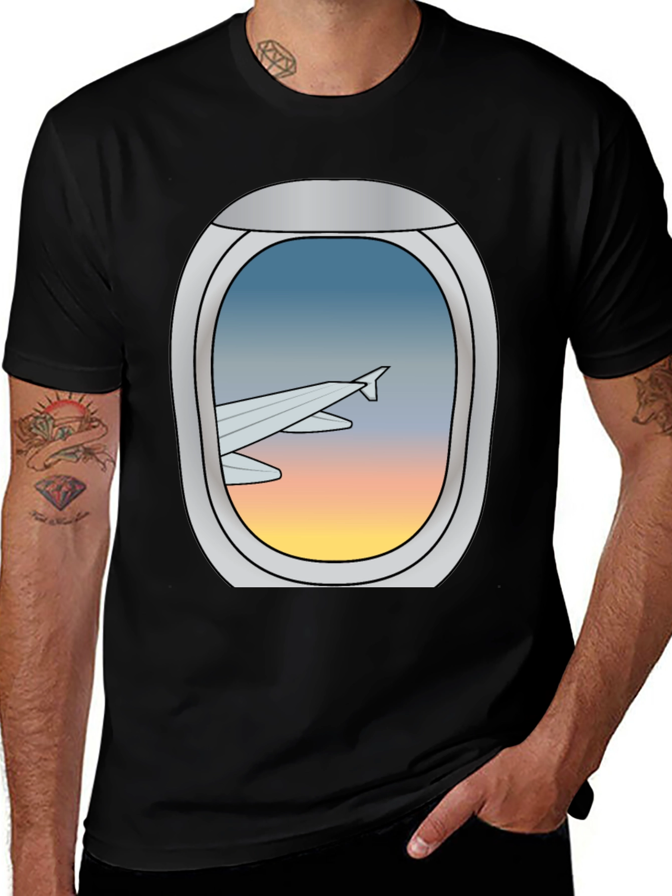 Variant 20 of Airplane Window Graphic Tee - Black T-Shirt