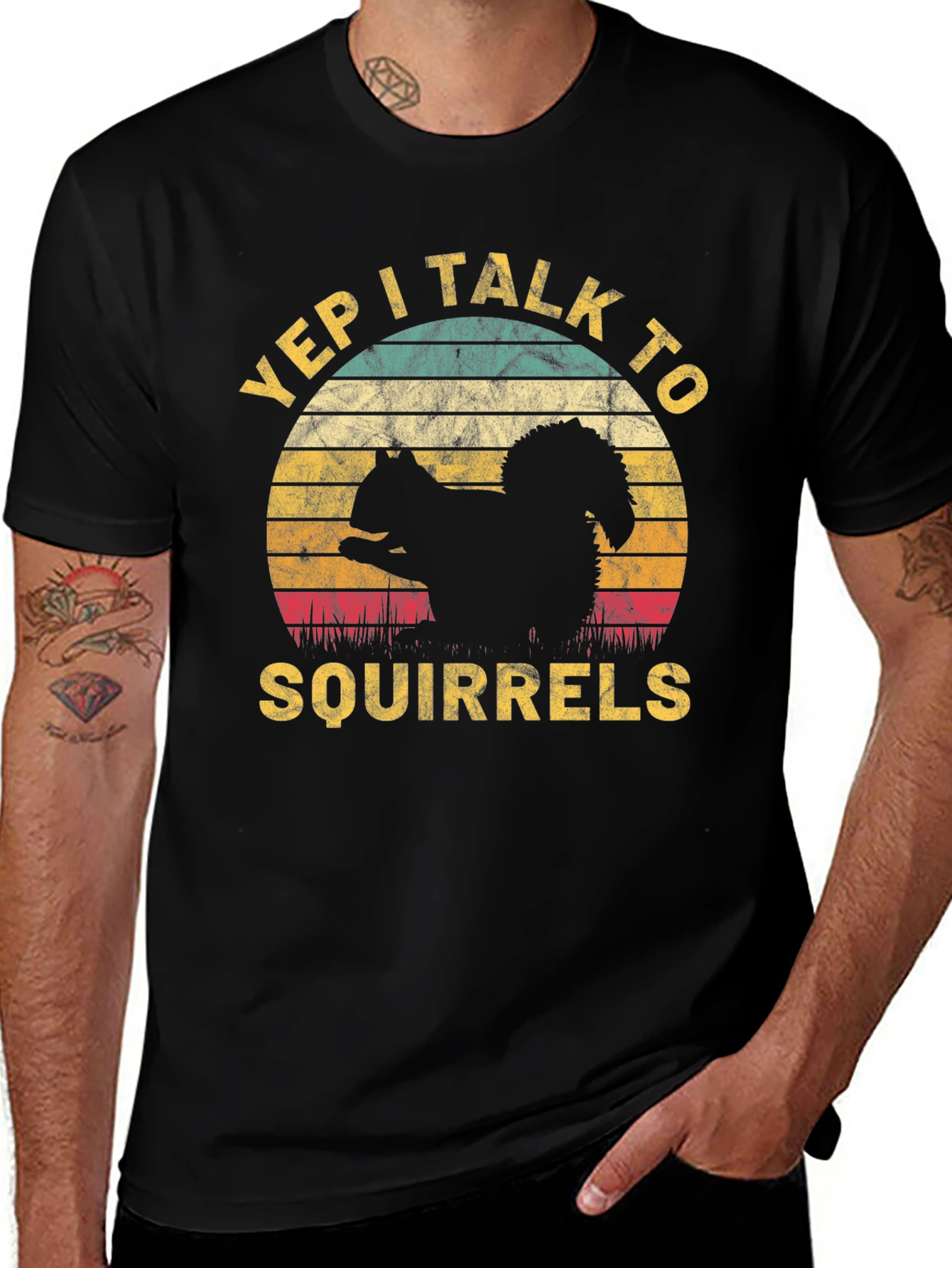 Variant 29 of Yep I Talk To Squirrels T-Shirt Retro Design