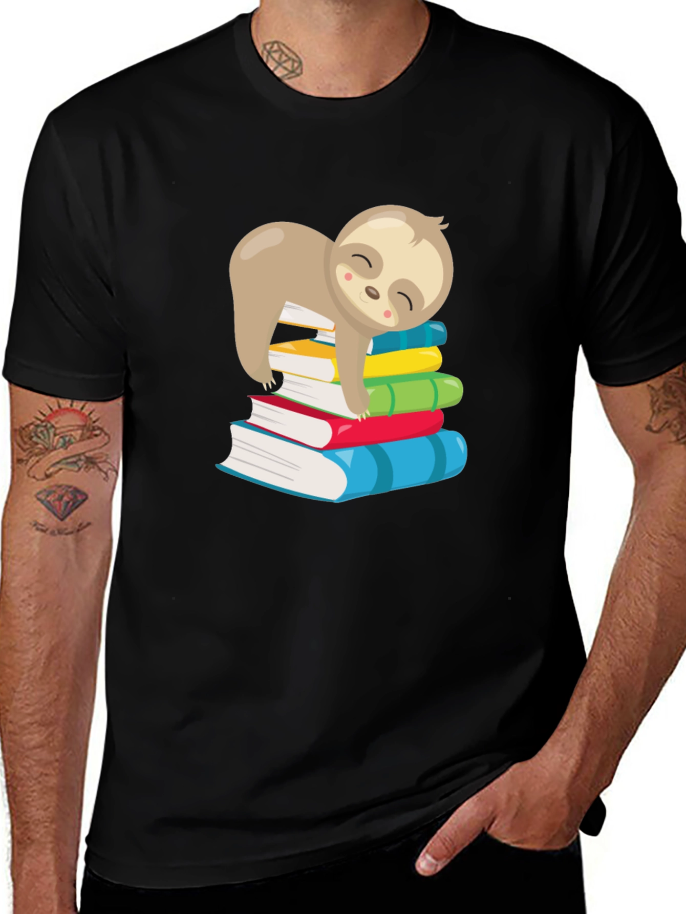 Variant 11 of Sloth Reading Books Graphic T-Shirt