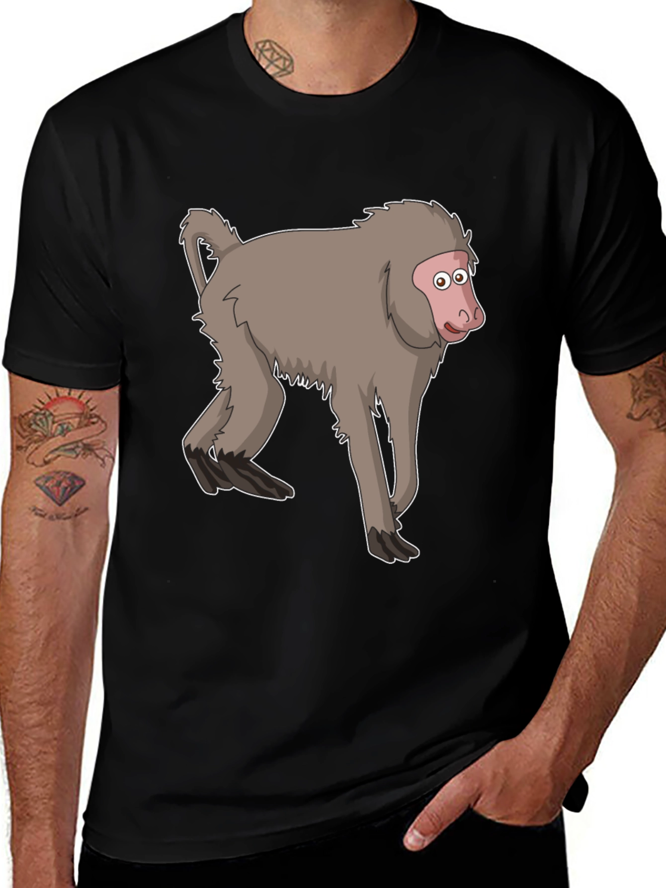 Variant 14 of Monkey Cartoon T-Shirt - Unisex Black Tee