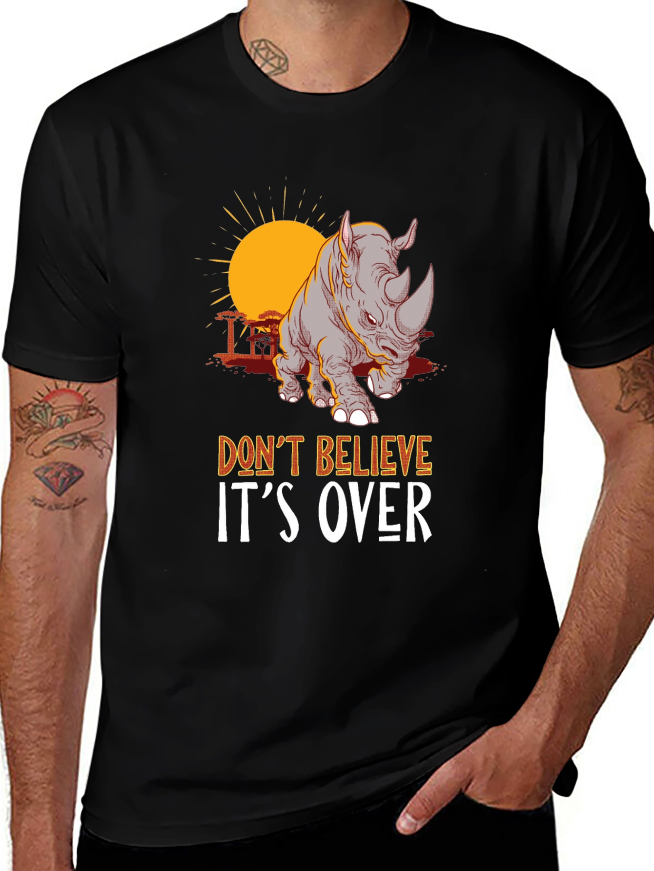 Variant 21 of Rhino Graphic Tee - Don't Believe It's Over!
