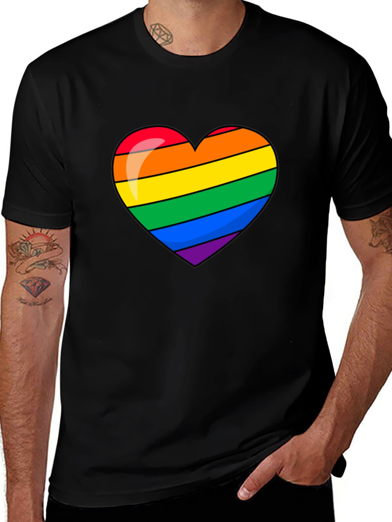 Pride Heart Graphic Tee - Stylish Black T-Shirt